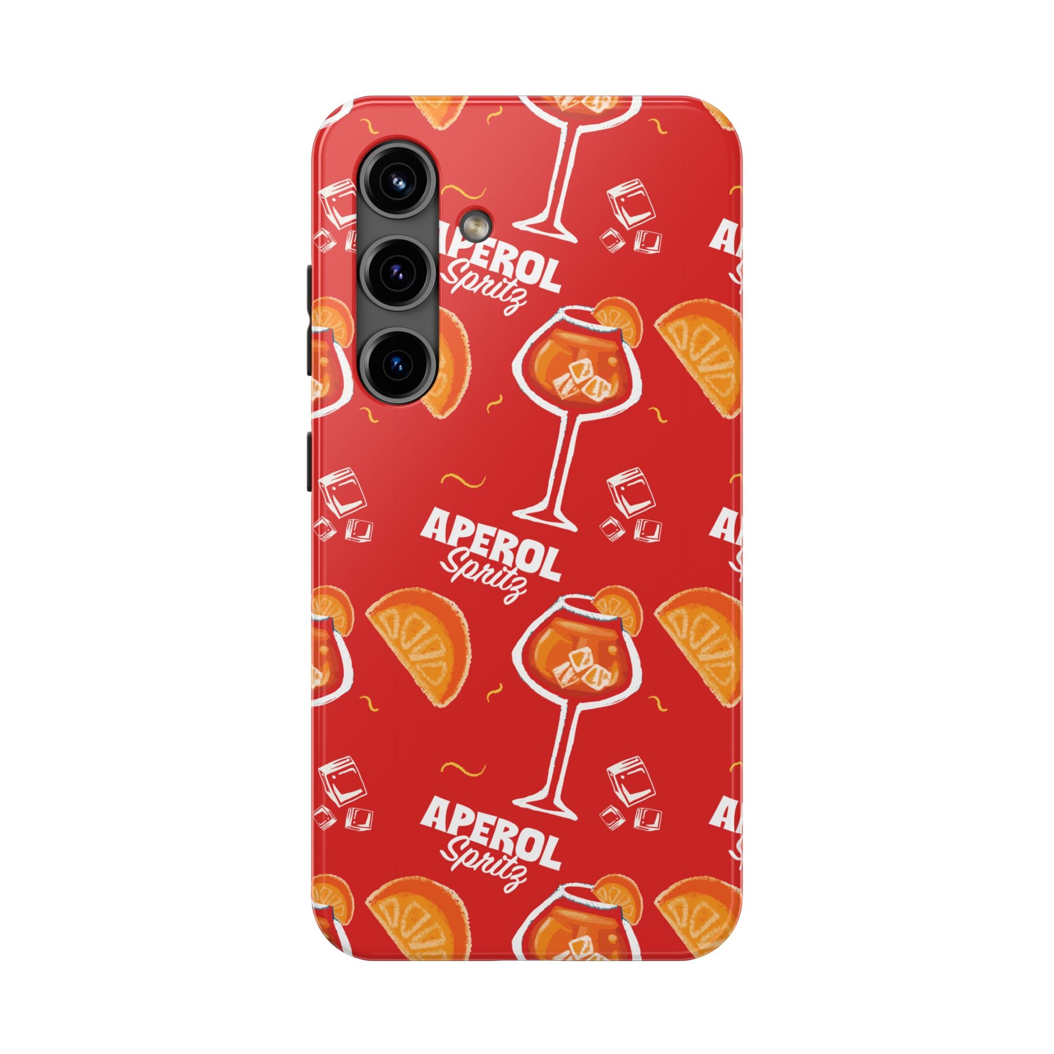 Aperol Spritz Tough Phone Case — Red Cocktail Pattern Protective Cover