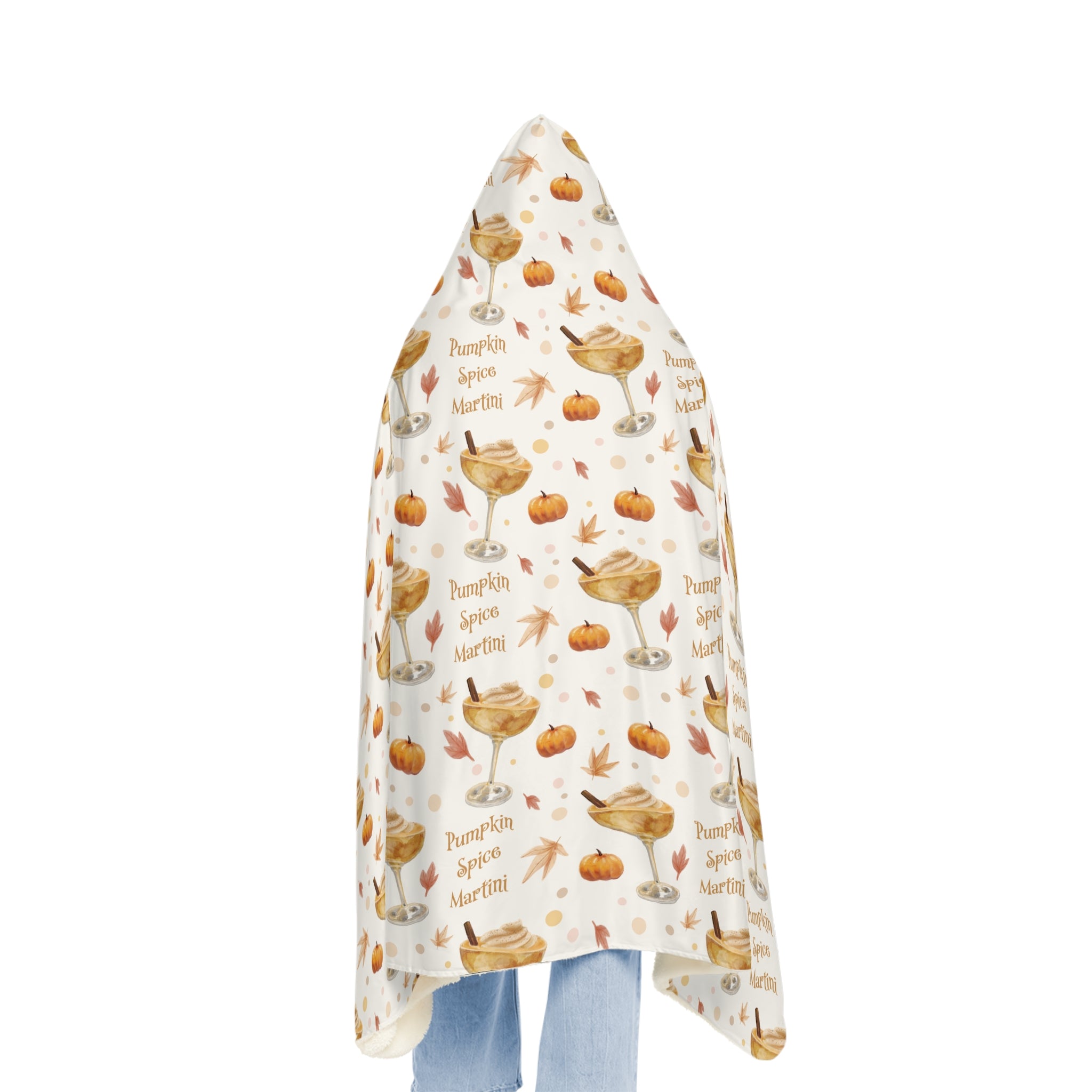 Pumpkin Spice Martini Hooded Throw Blanket — White Pumpkin Collection Inspired Design