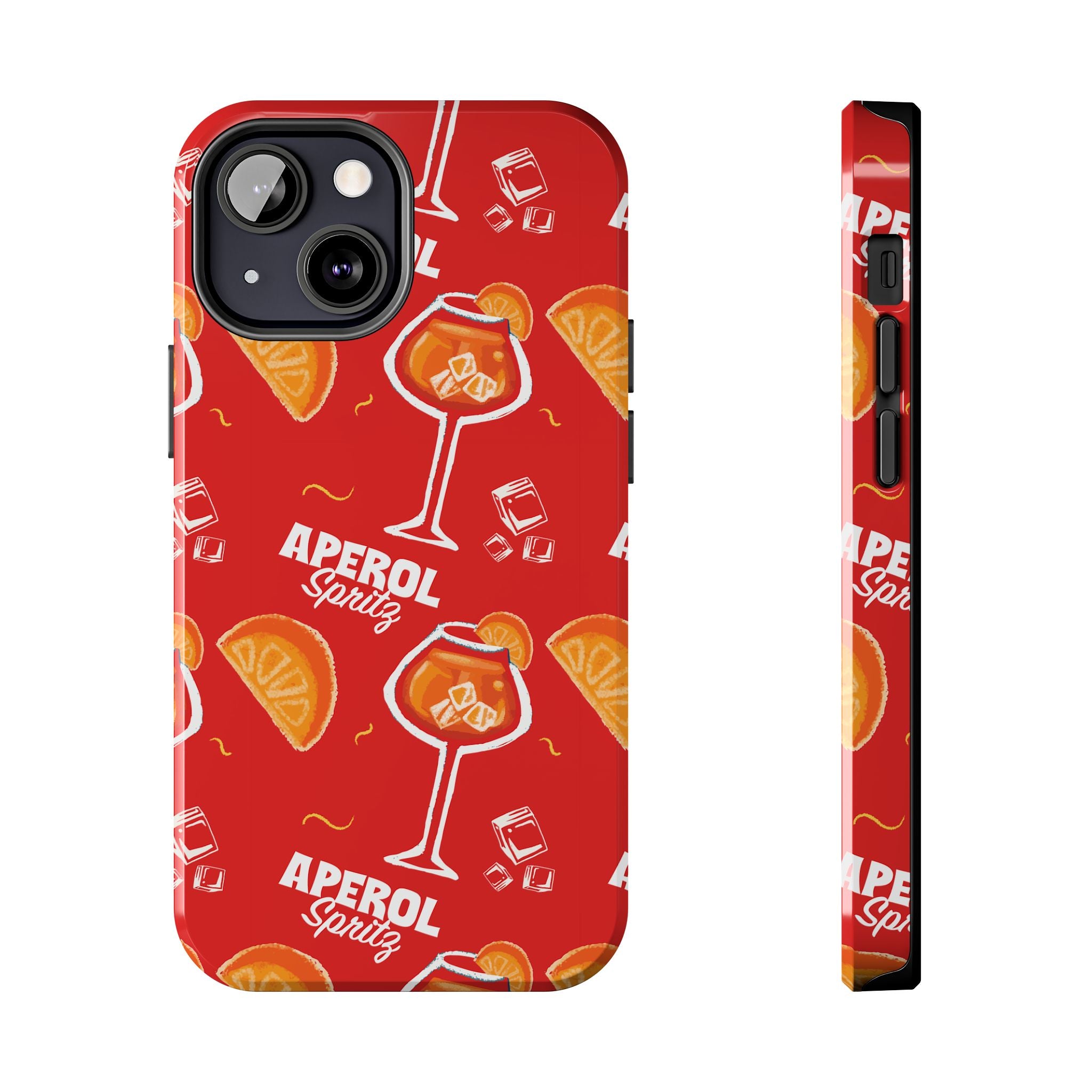 Aperol Spritz Tough Phone Case — Red Cocktail Pattern Protective Cover