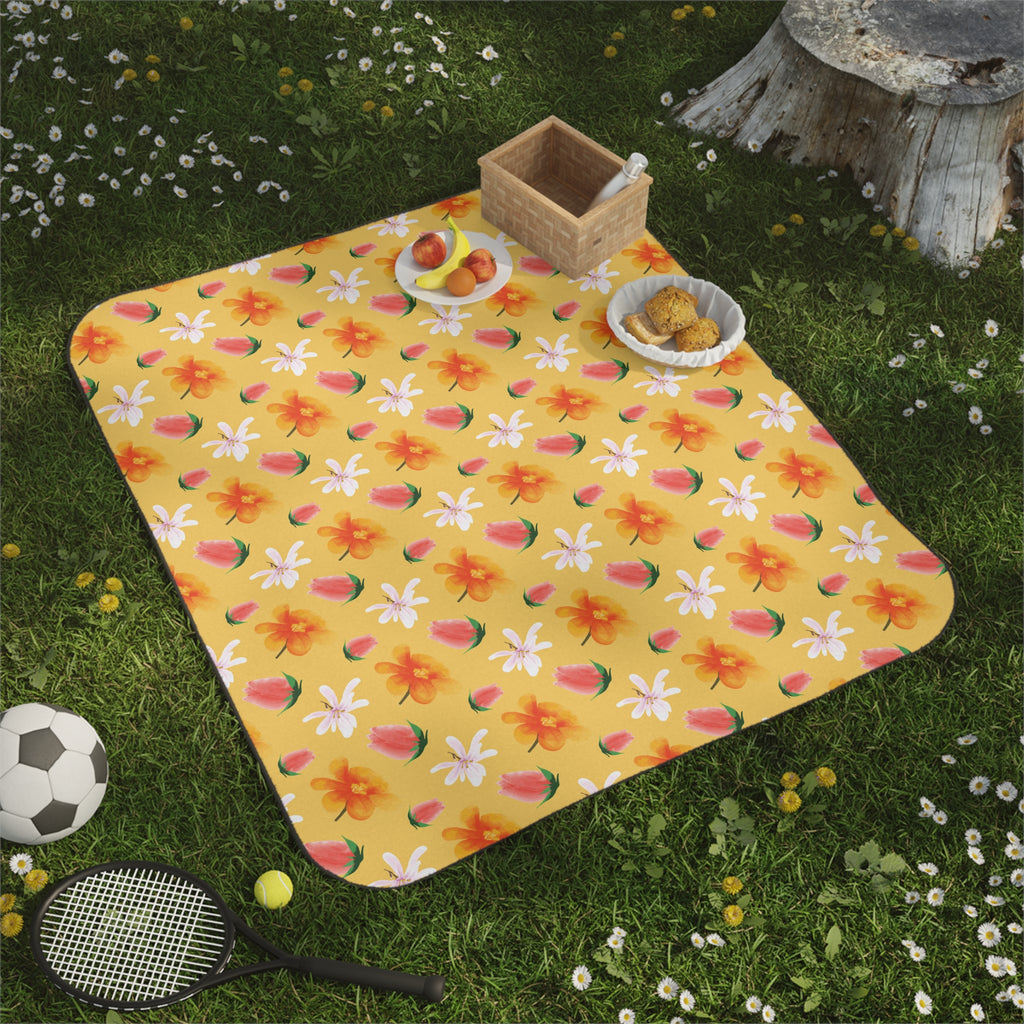 Tropical Floral Picnic Blanket — Outdoor Throw