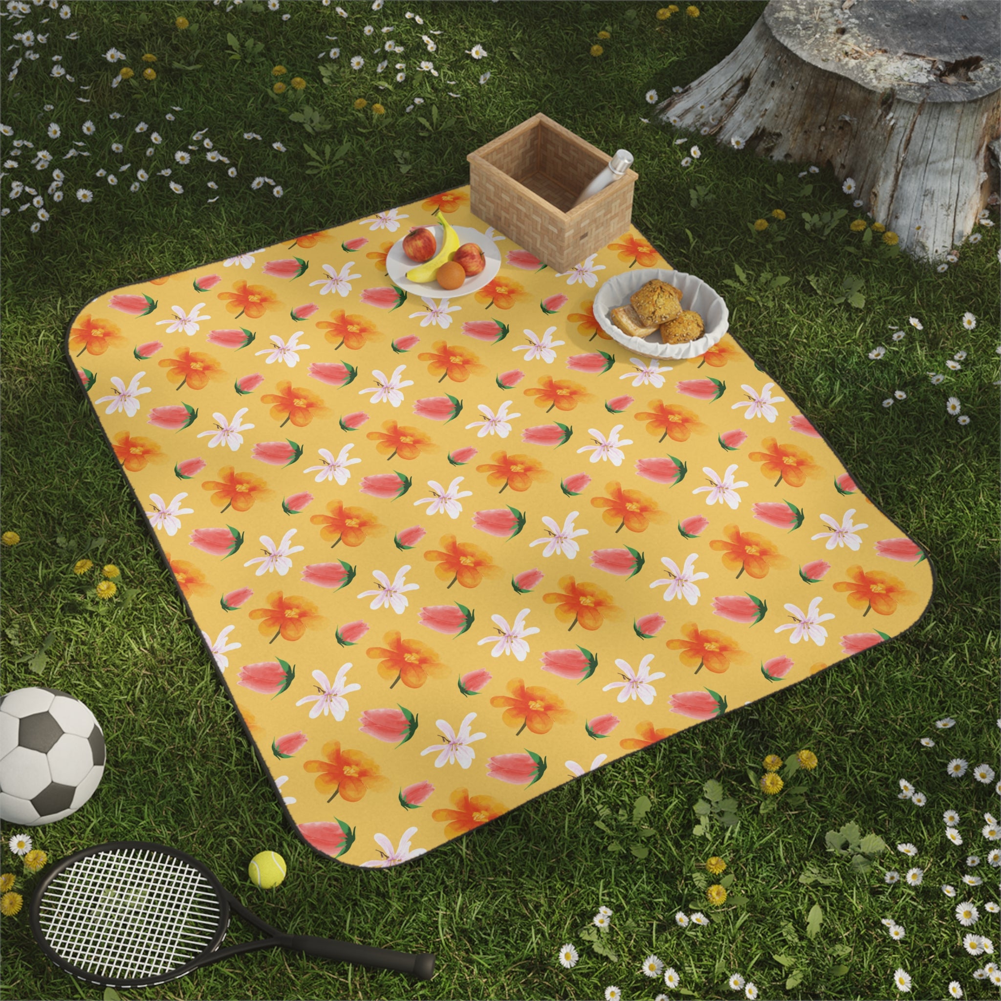 Tropical Floral Picnic Blanket — Outdoor Throw