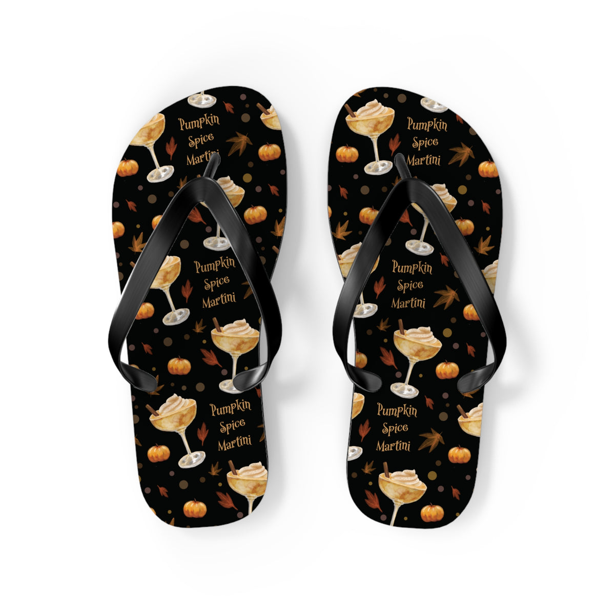 Pumpkin Spice Martini Flip Flops — Black Pumpkin Collection Inspired Design
