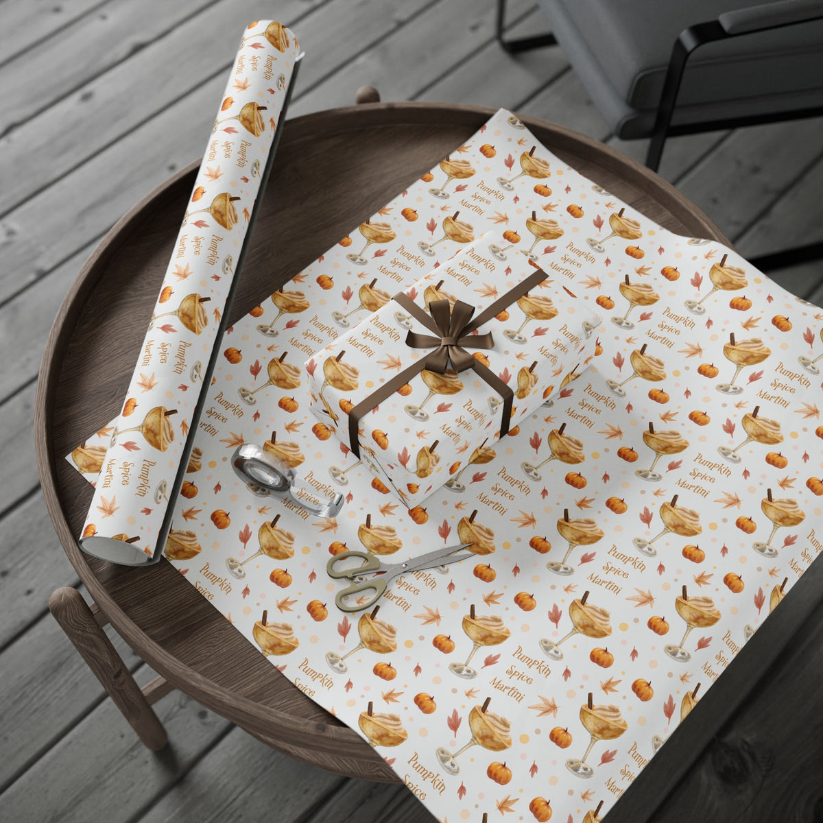 Pumpkin Spice Martini Wrapping Paper Roll – White Pumpkin Collection Inspired Design