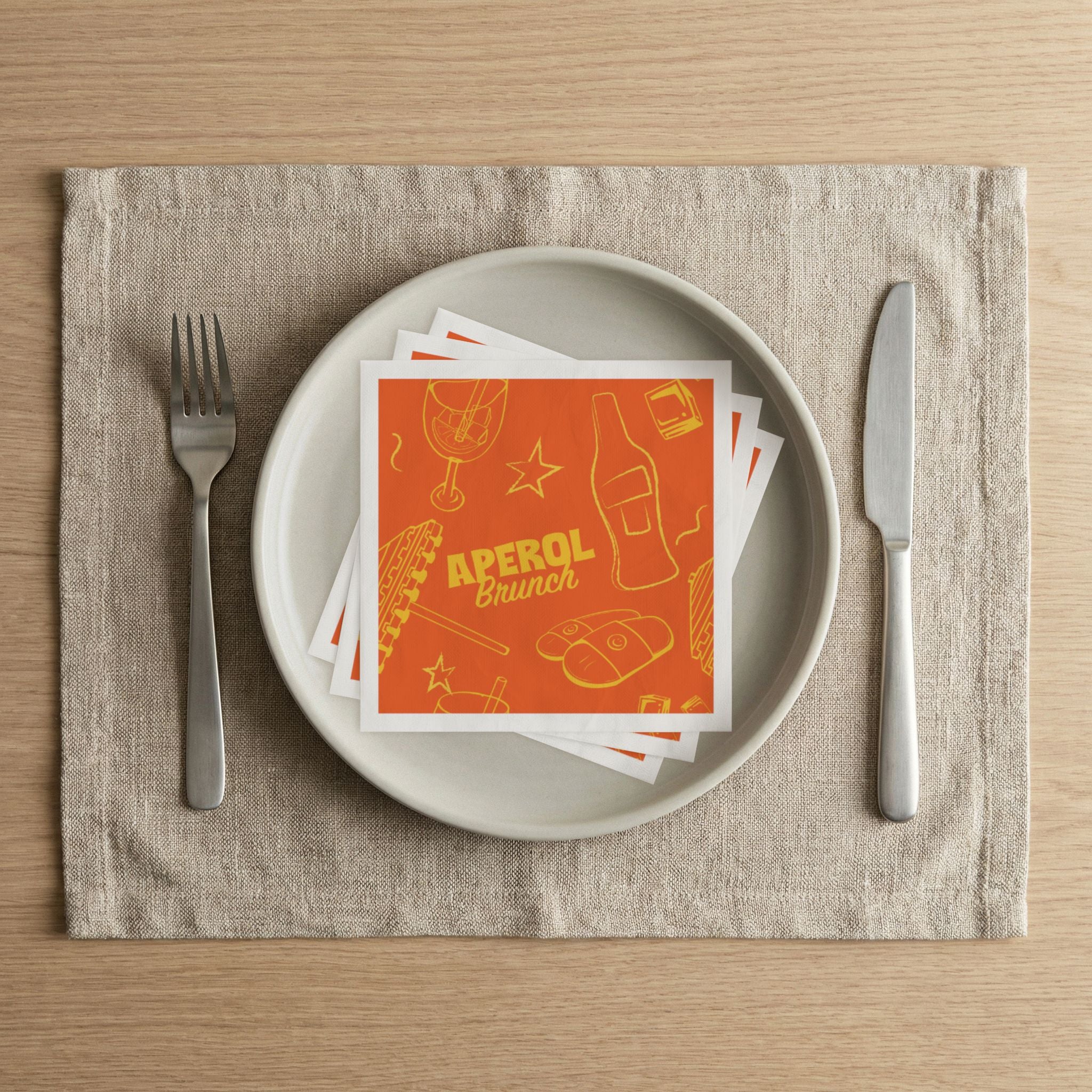 Cin Cin Cocktail Napkins — Orange and Yellow Brunch Collection Inspired Design