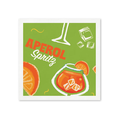 Aperol Brunch Cocktail Napkins (Pack of 50) – Green Paper Napkins, Cocktail Party Decor, Brunch Beverage Napkins, Hostess Gift
