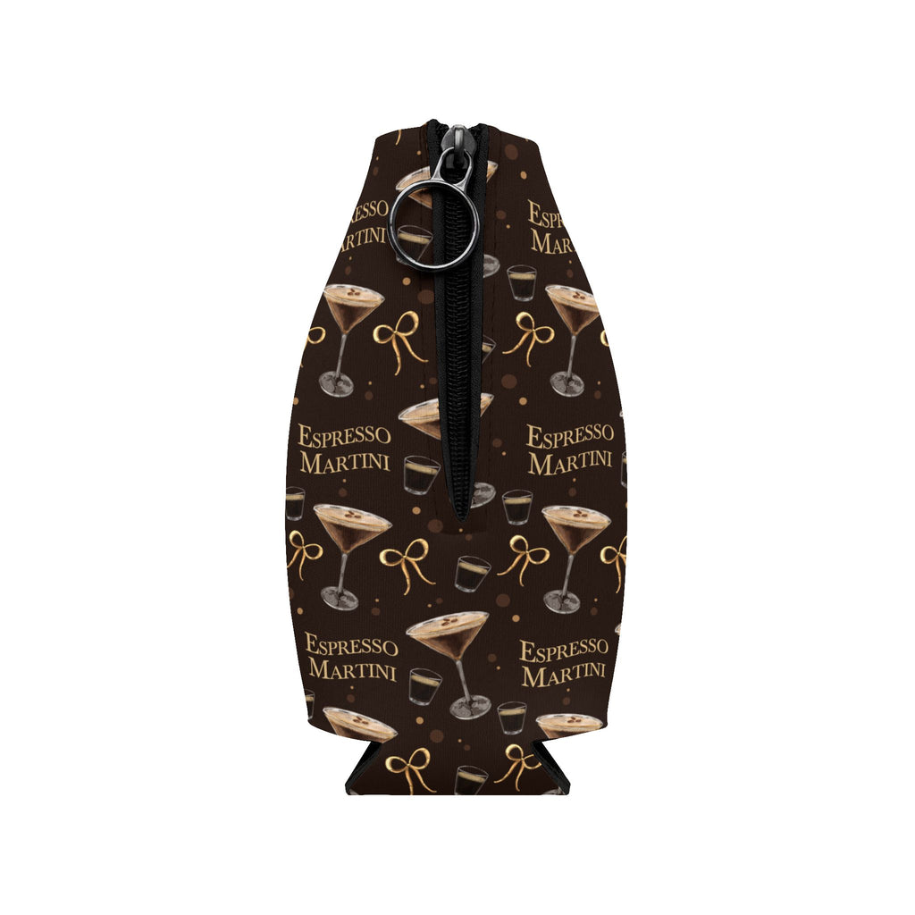 Espresso Martini Zip-Up Bottle Cooler Sleeve — Dark Brown Espresso Collection Inspired Design