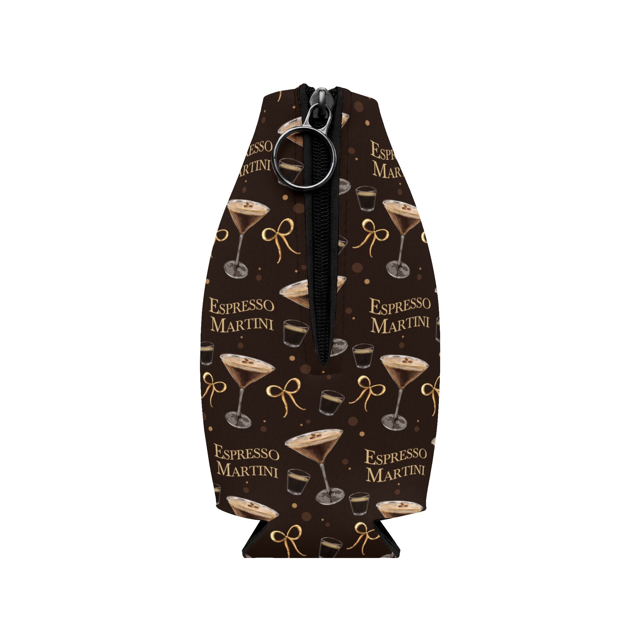 Espresso Martini Zip-Up Bottle Cooler Sleeve — Dark Brown Espresso Collection Inspired Design