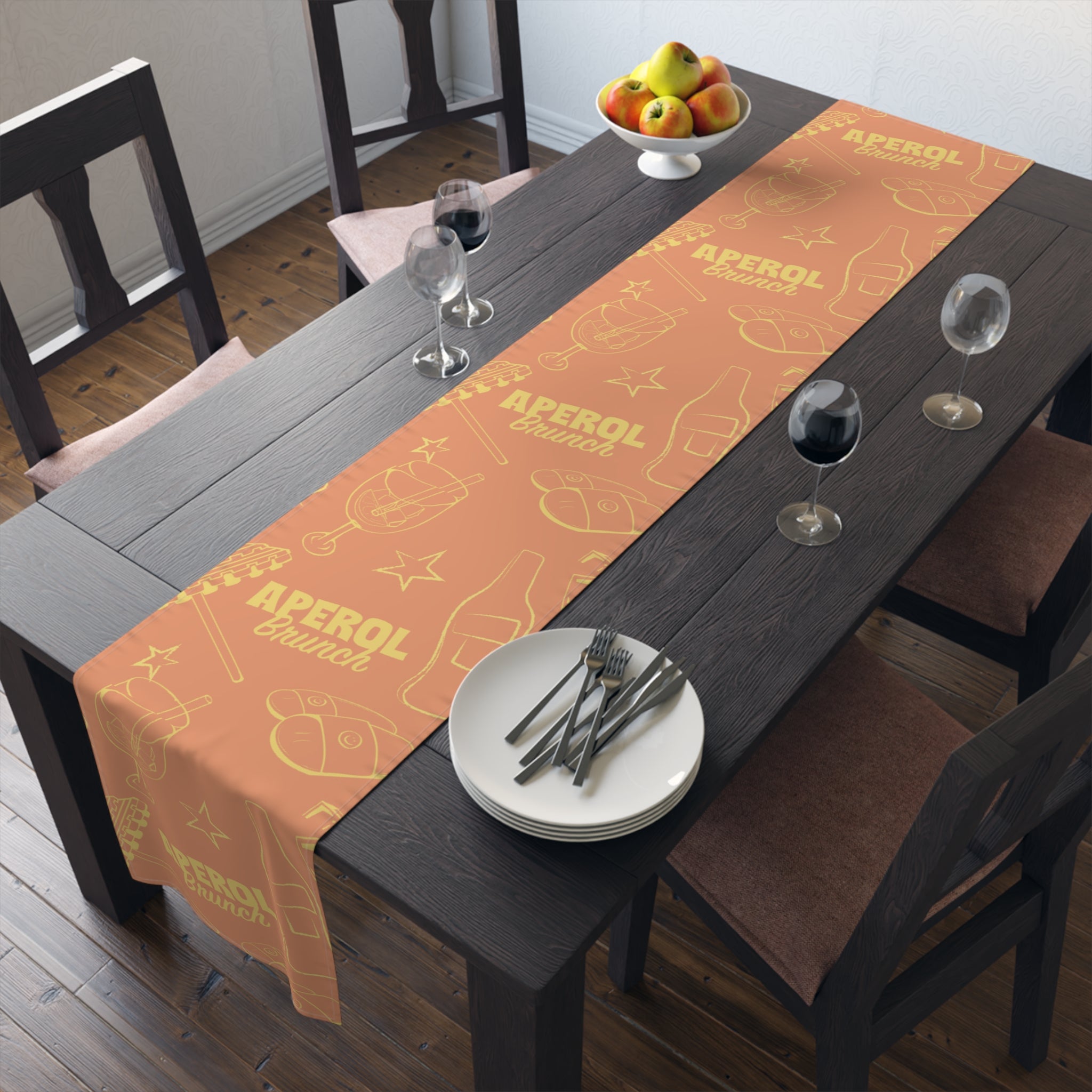 Aperol Brunch Table Runner - Orange and Yellow Brunch Inspired Design
