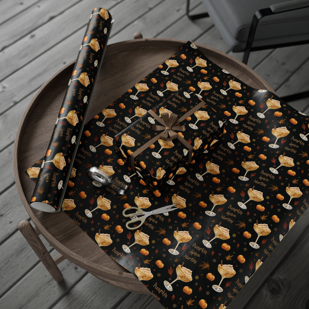 Pumpkin Spice Martini Wrapping Paper Roll – Black Pumpkin Collection Inspired Design