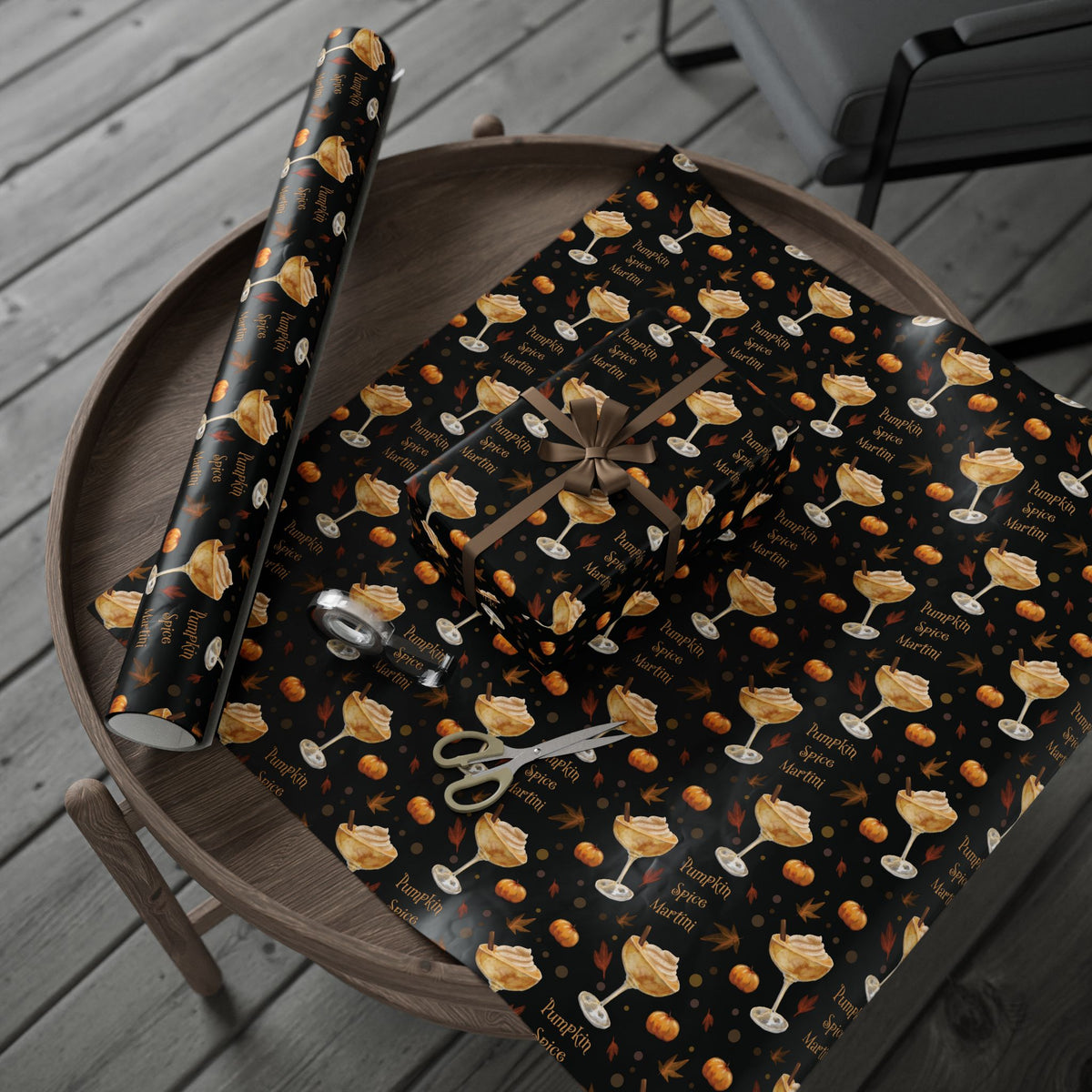 Pumpkin Spice Martini Wrapping Paper Roll – Black Pumpkin Collection Inspired Design
