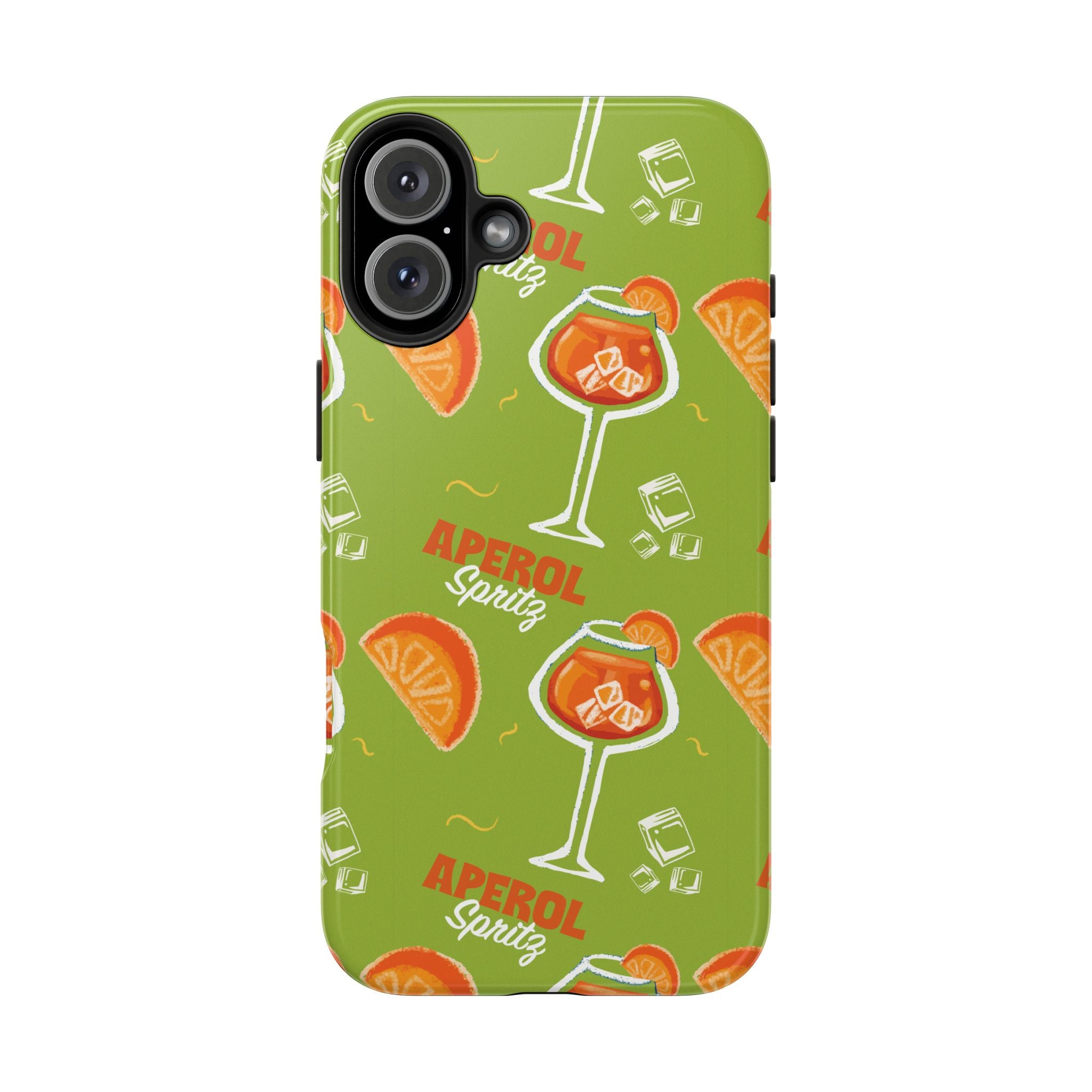 Aperol Spritz Tough Phone Case — Green Cocktail Pattern Phone Cover