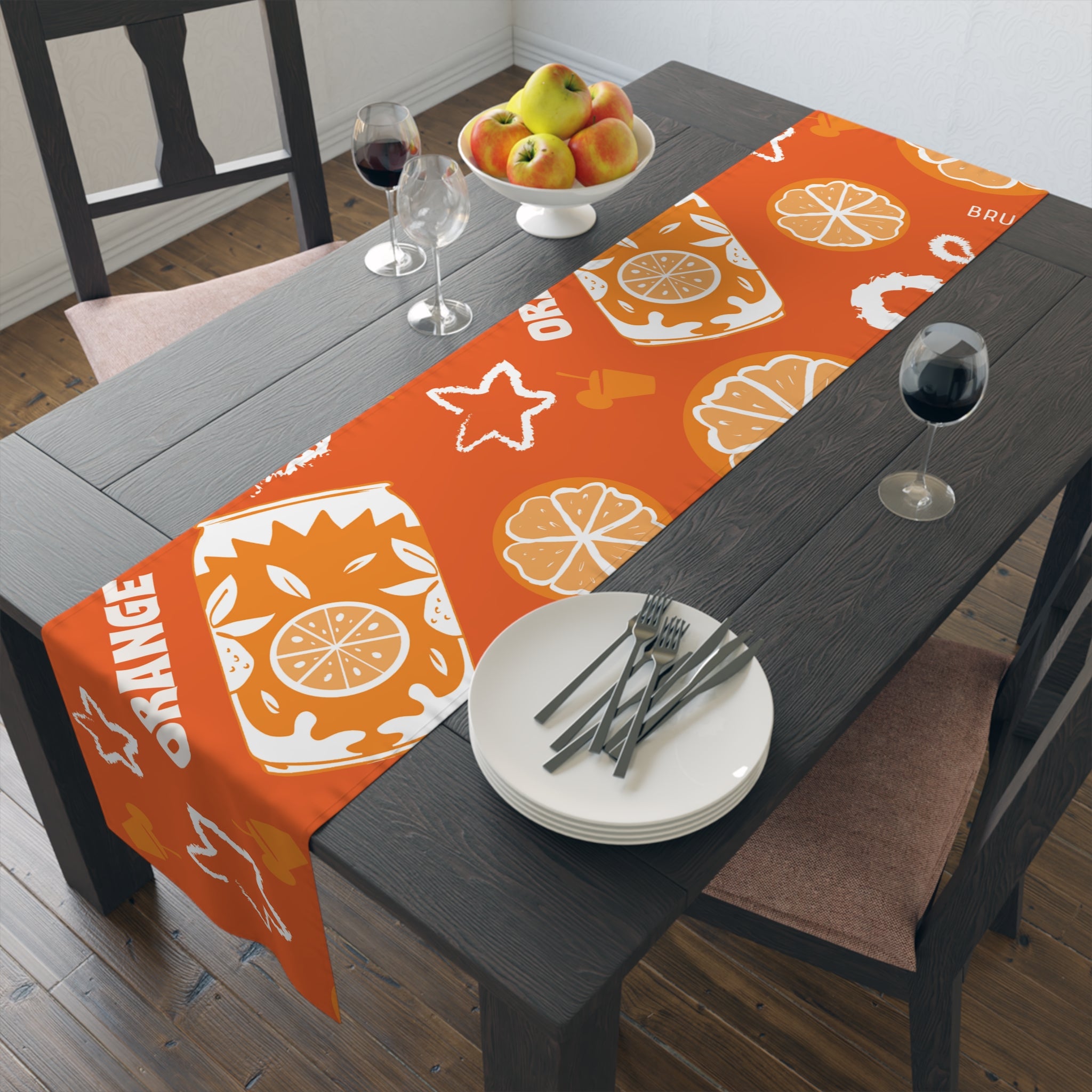 Orange Citrus Pattern Table Runner – Citrus Summer Table Decor