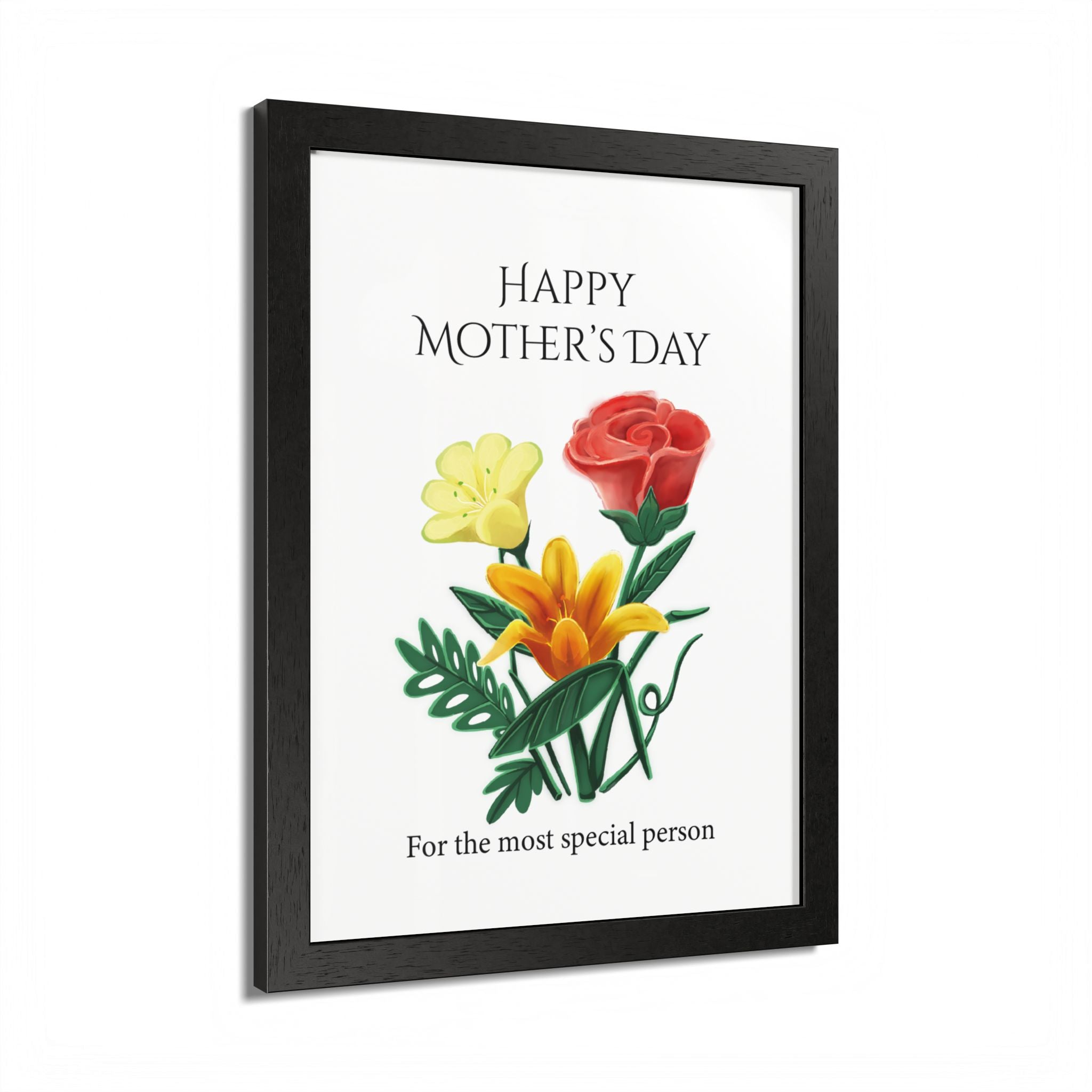 Mother’s Day Framed Floral Poster – Happy Mother’s Day Wall Art for Mom | Floral Gift Decor
