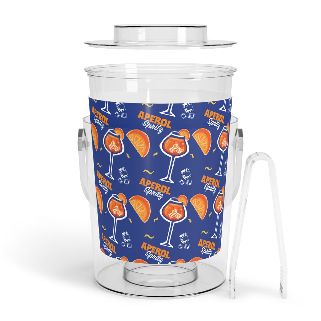 Aperol Spritz Ice Bucket with Tongs — Clear Acrylic Party Cooler