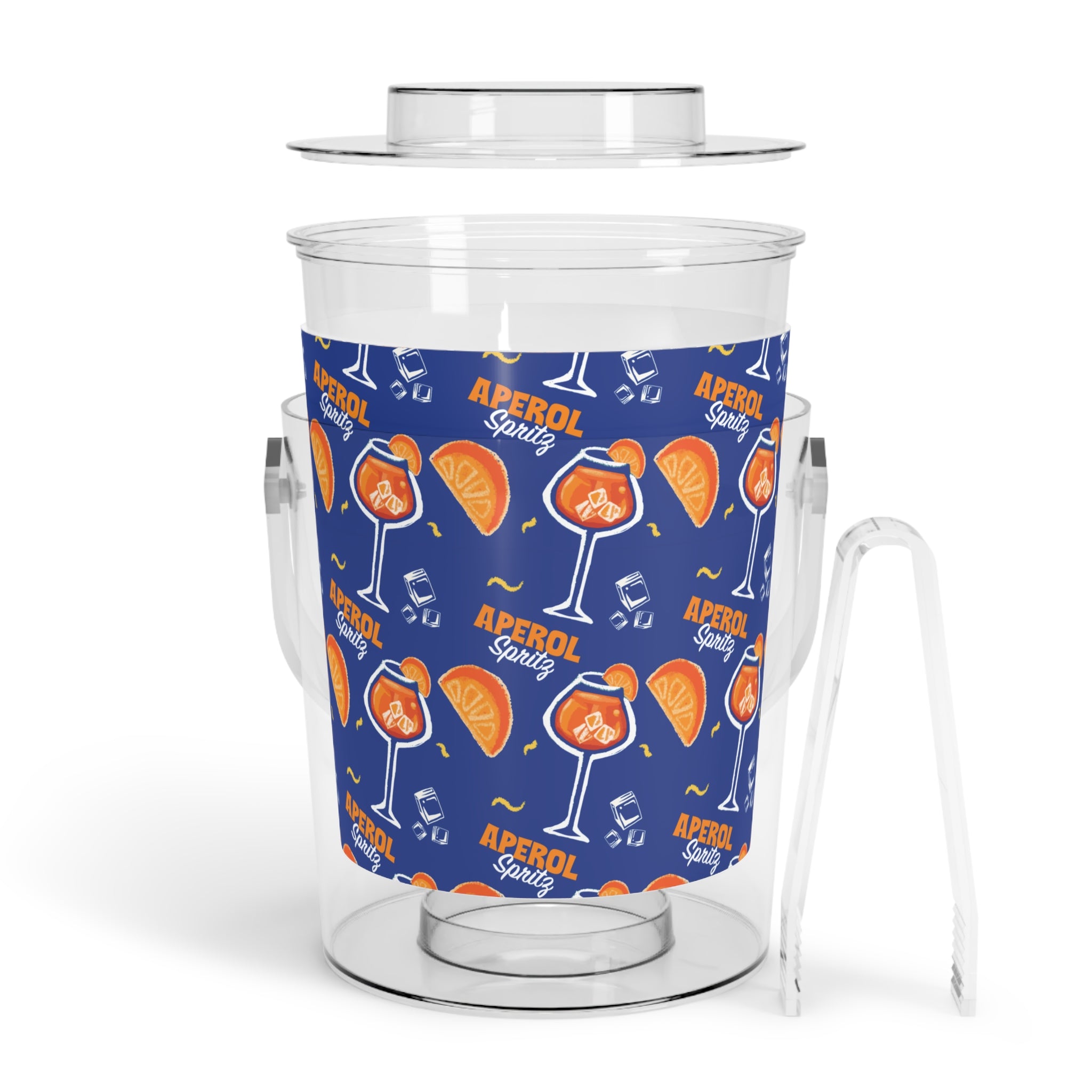 Aperol Spritz Ice Bucket with Tongs — Clear Acrylic Party Cooler