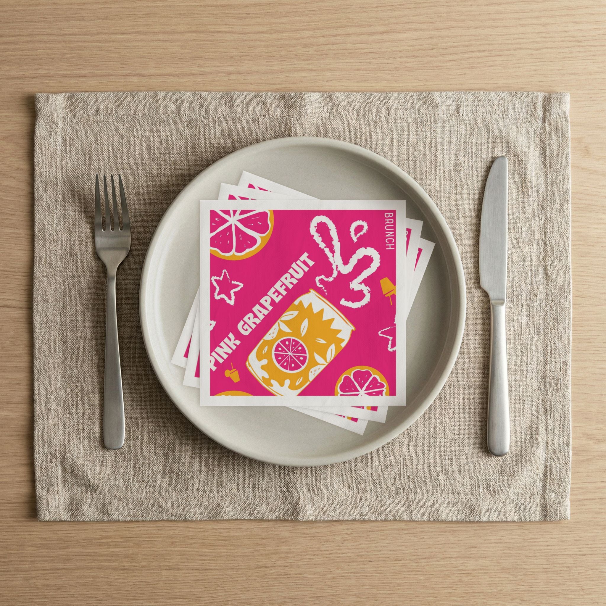 Pink Grapefruit Cocktail Napkins (Pack of 50) – Pink Citrus Paper Napkins, Brunch Party Decor, Beverage Napkins, Hostess Gift