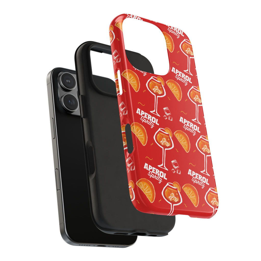 Aperol Spritz Tough Phone Case — Red Cocktail Pattern Protective Cover
