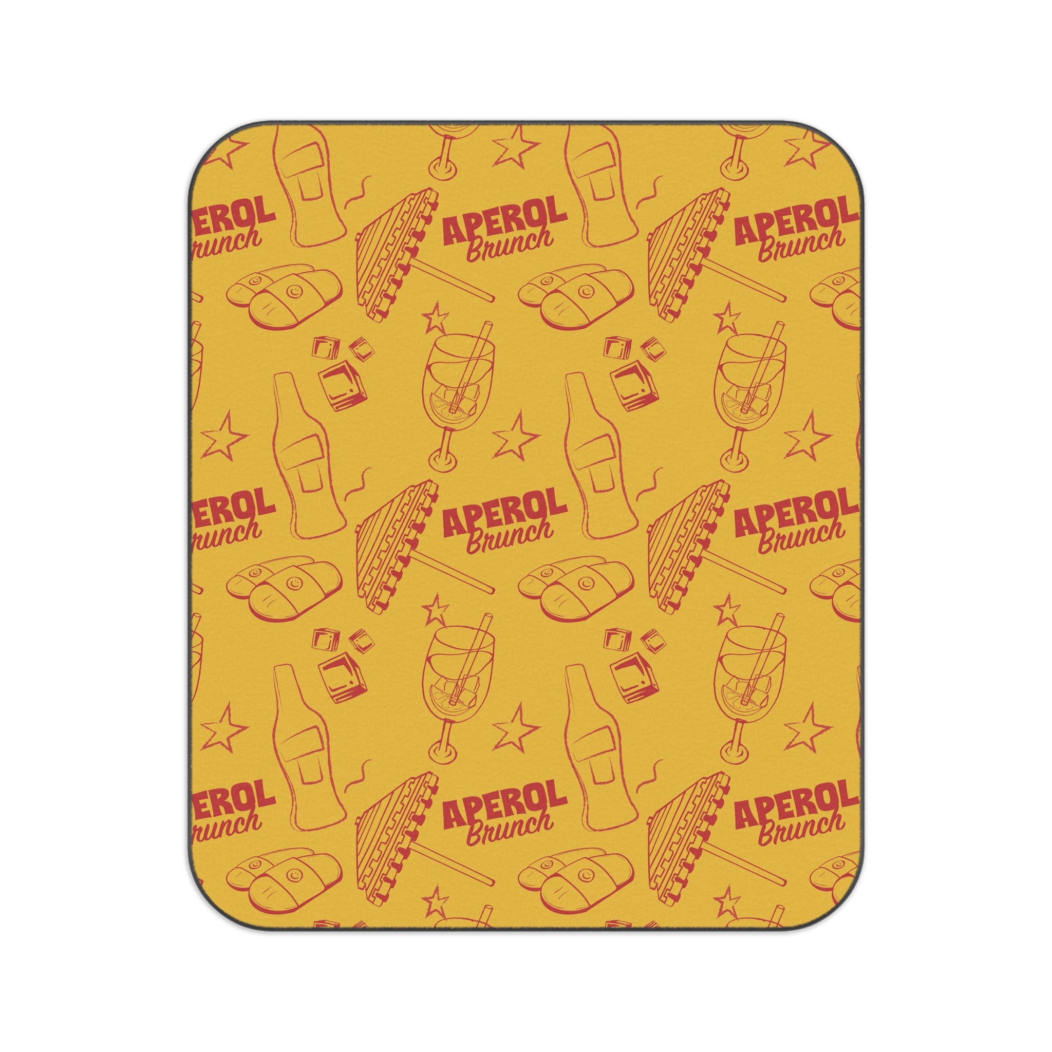 Aperol Brunch Picnic Blanket — Yellow & Red Aperol Inspired Design