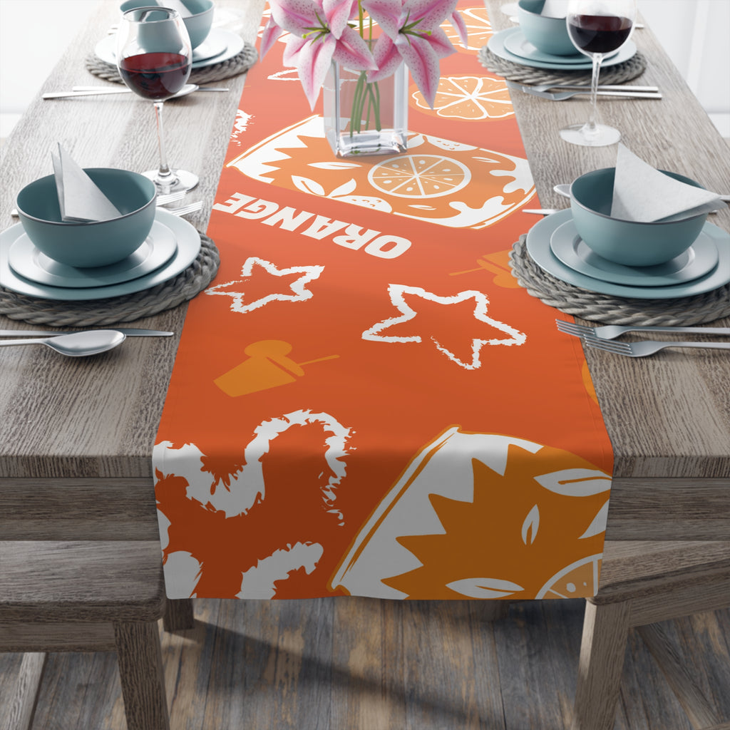 Orange Citrus Pattern Table Runner – Citrus Summer Table Decor