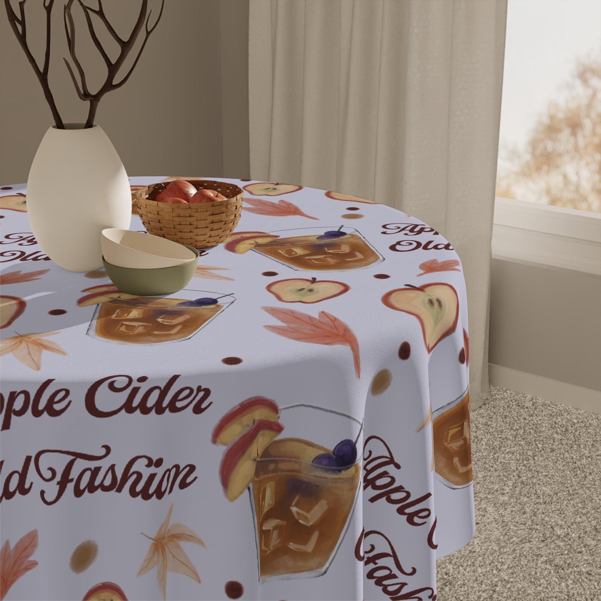 Apple Cider Old Fashioned Tablecloth — Light Violet Apple Cider Collection Inspired Design