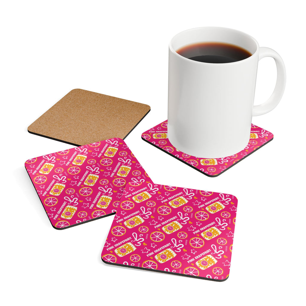 Pink Grapefruit Fruit Brunch Corkwood Coaster Set (4-Pack) – Pink Grapefruit Collection Inspired Design