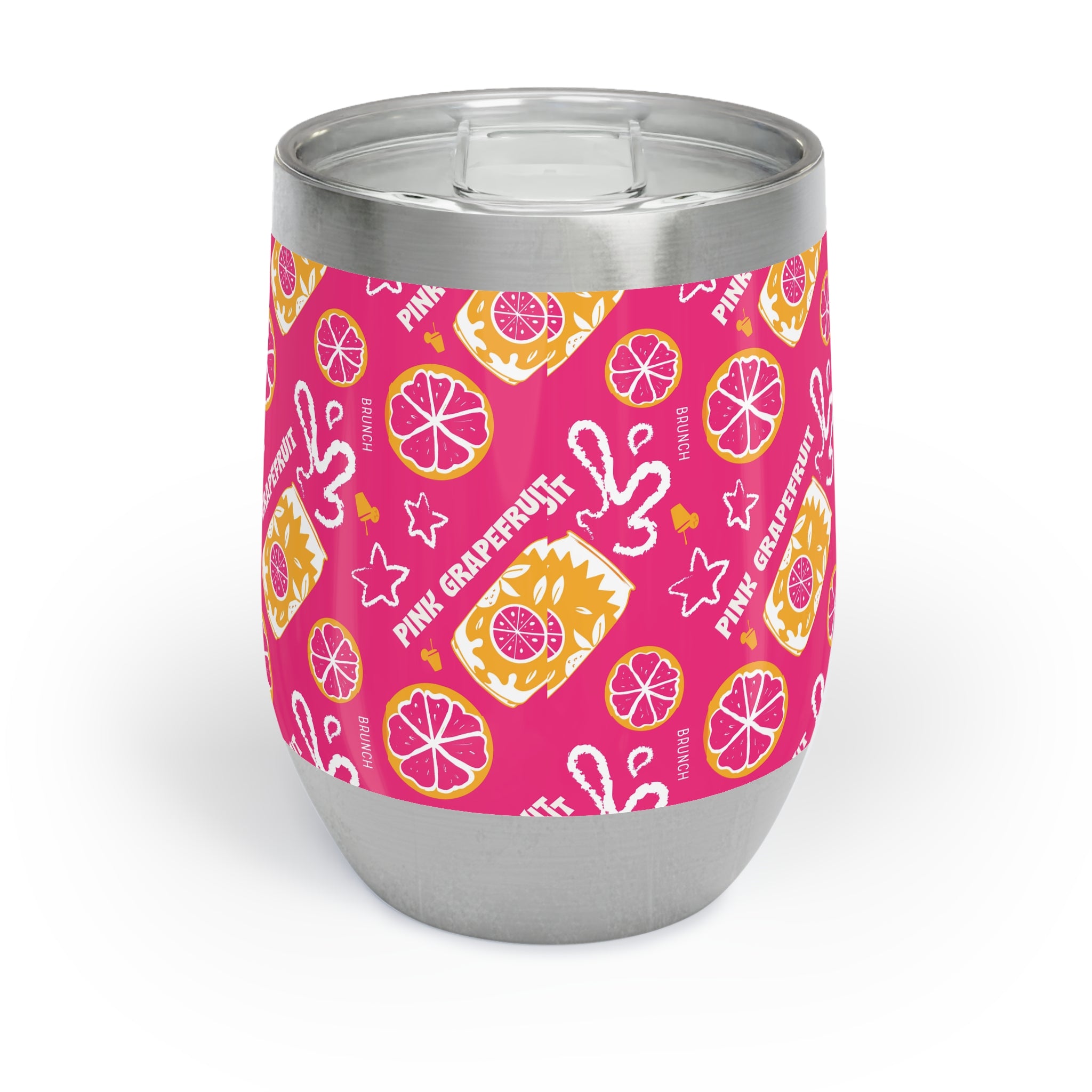 Pink Grapefruit Fruit Pattern Wine Tumbler — Pink Aperol Inspired Design