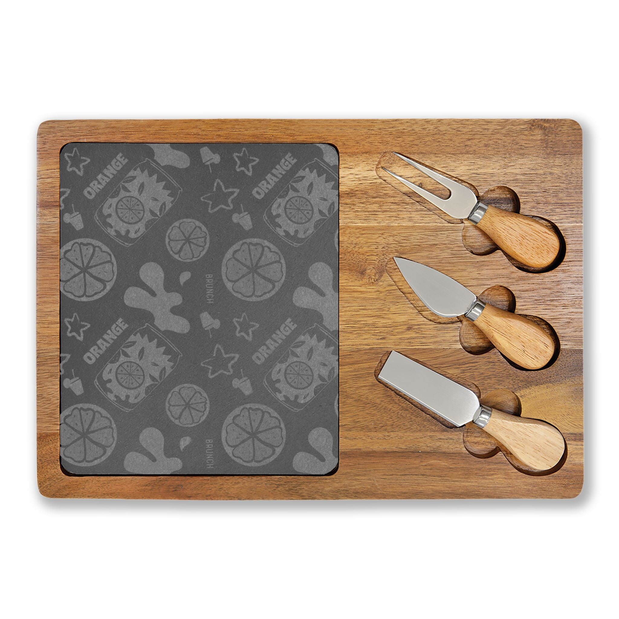 Orange Brunch Acacia Charcuterie Board Set