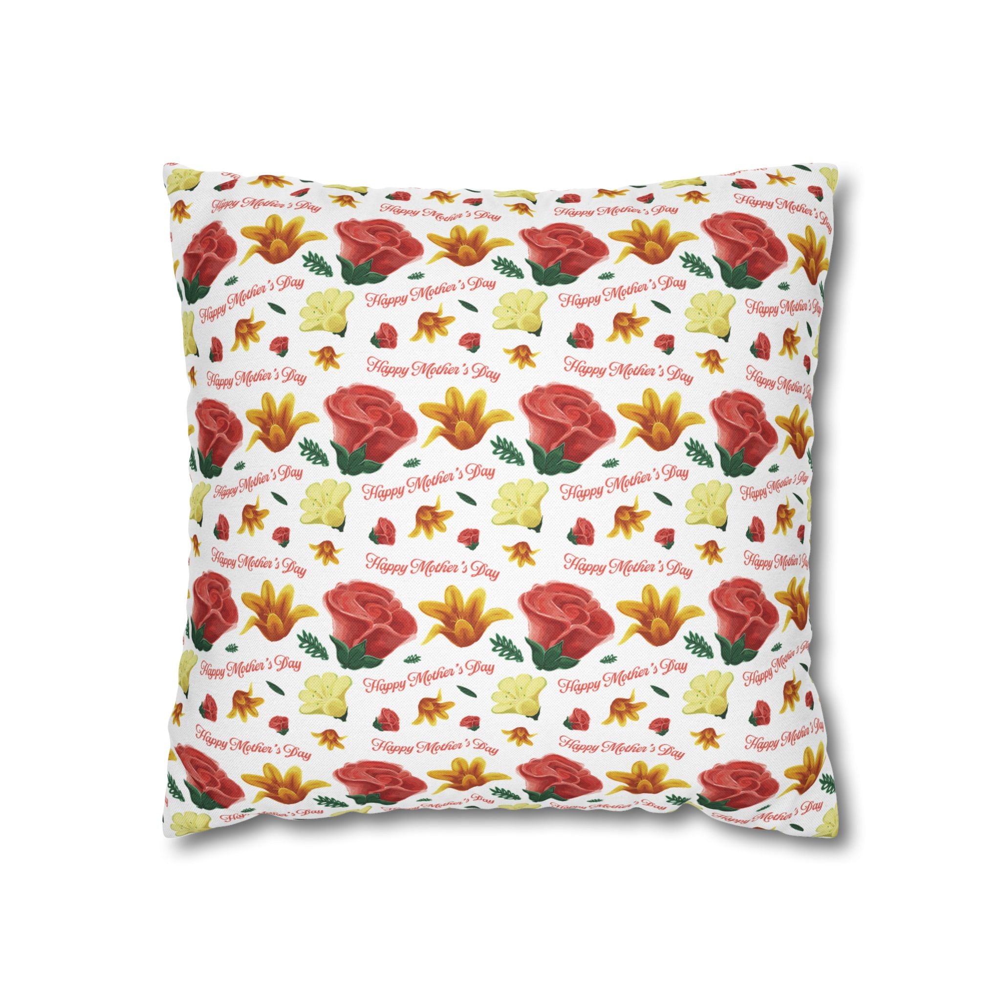 Gift for Mom Floral Throw Pillow Cover – Mother’s Day Botanical Cushion | Spring Home Decor
