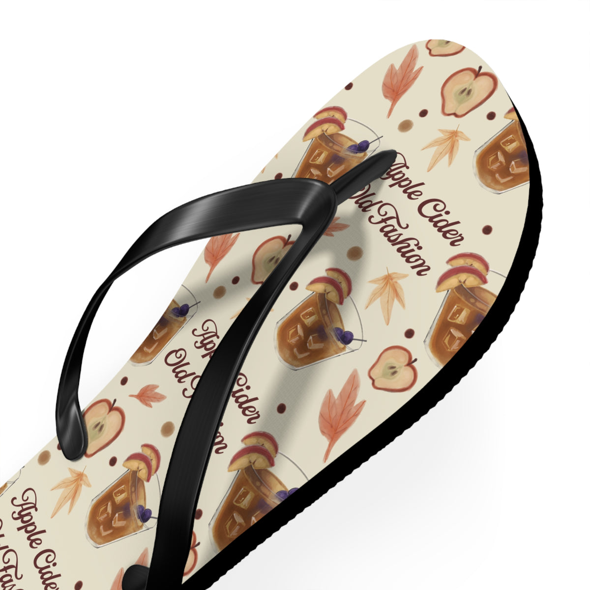 Apple Cider Old Fashioned Flip Flops — Beige Apple Cider Collection Inspired Design