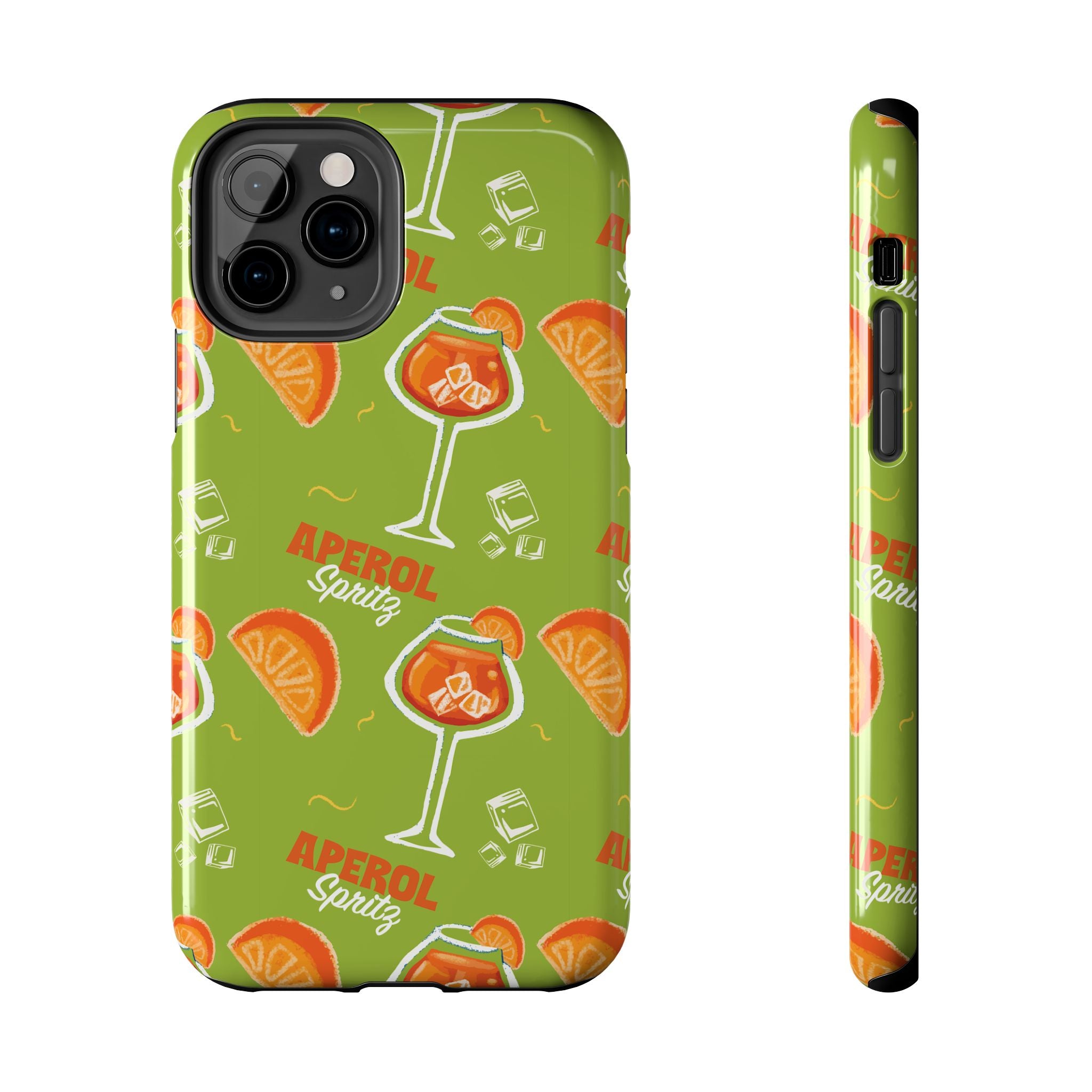 Aperol Spritz Tough Phone Case — Green Cocktail Pattern Phone Cover
