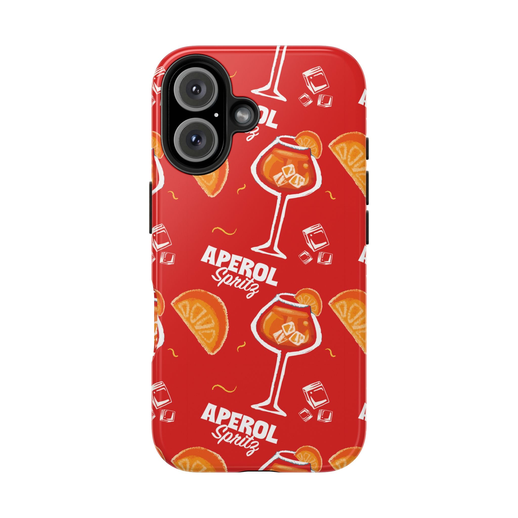 Aperol Spritz Tough Phone Case — Red Cocktail Pattern Protective Cover