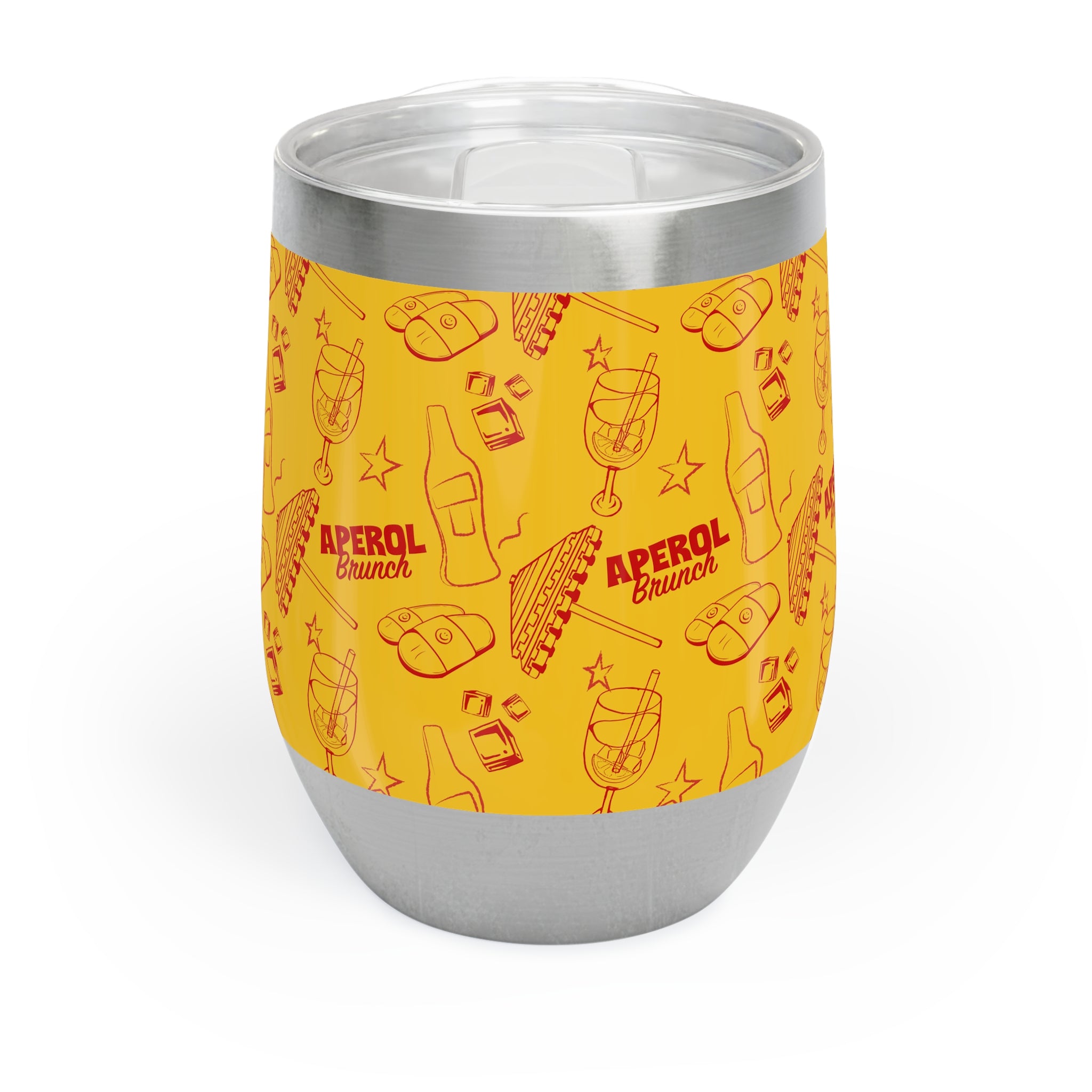 Aperol Brunch Wine Tumbler — Yellow & Red Aperol Inspired Design