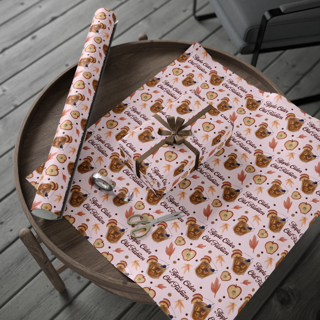 Apple Cider Old Fashioned Wrapping Paper Roll — Light Pink Apple Cider Collection Inspired Design