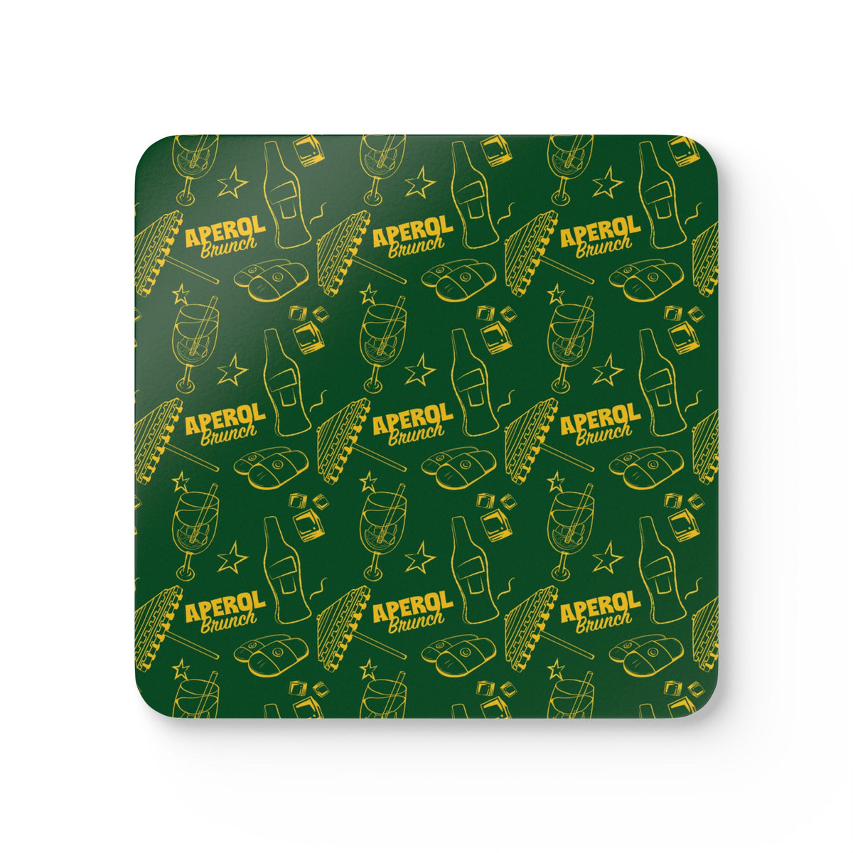 Aperol Brunch Corkwood Coaster Set (4-Pack) – Green Brunch Collection Inspired Design