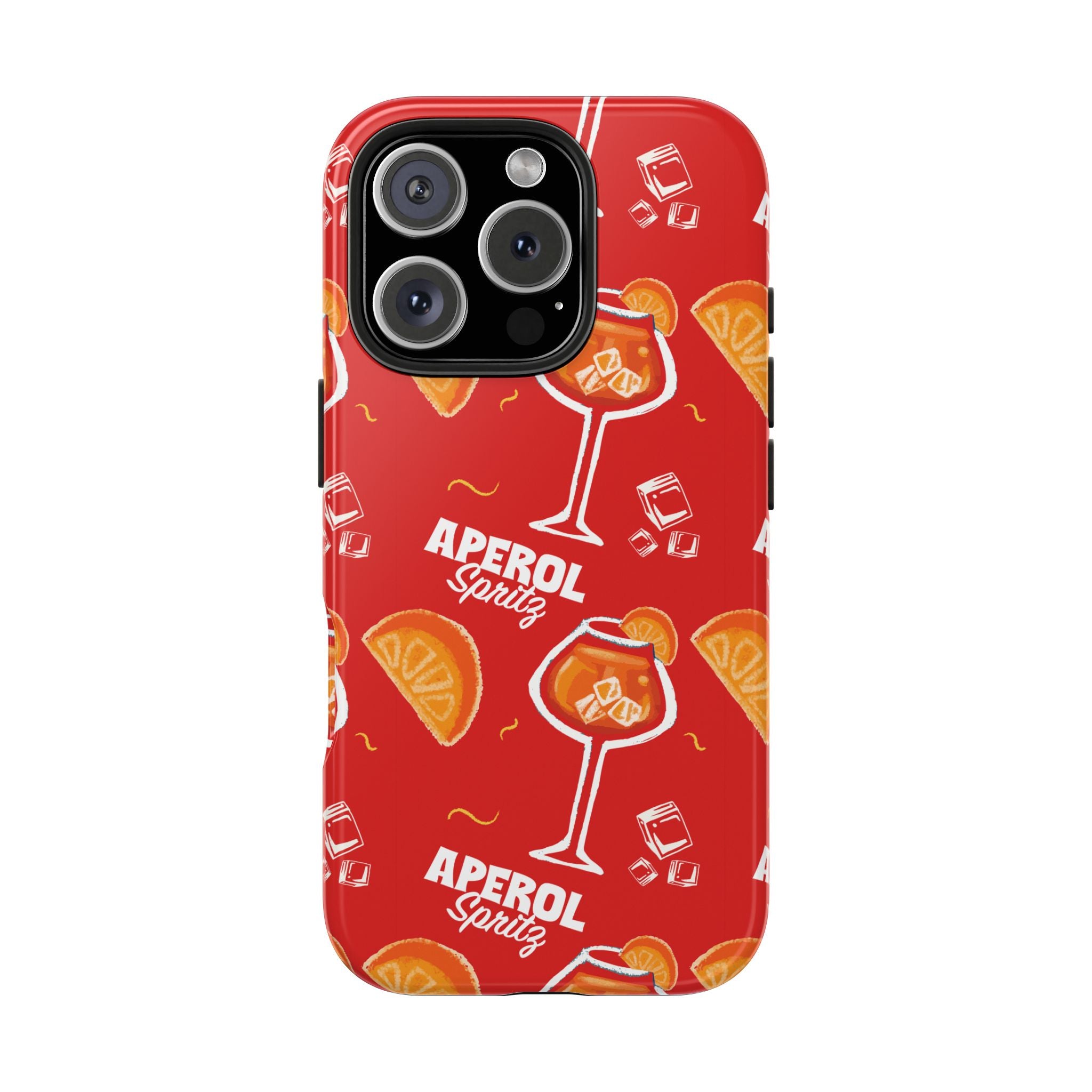 Aperol Spritz Tough Phone Case — Red Cocktail Pattern Protective Cover