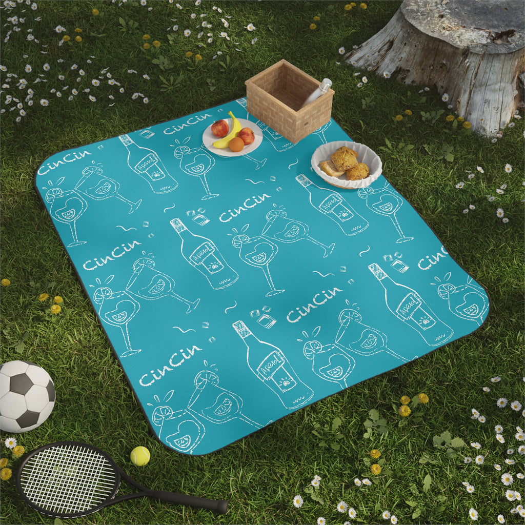 Cin Cin Cocktail Picnic Blanket — Turquoise Aperol Inspired Design