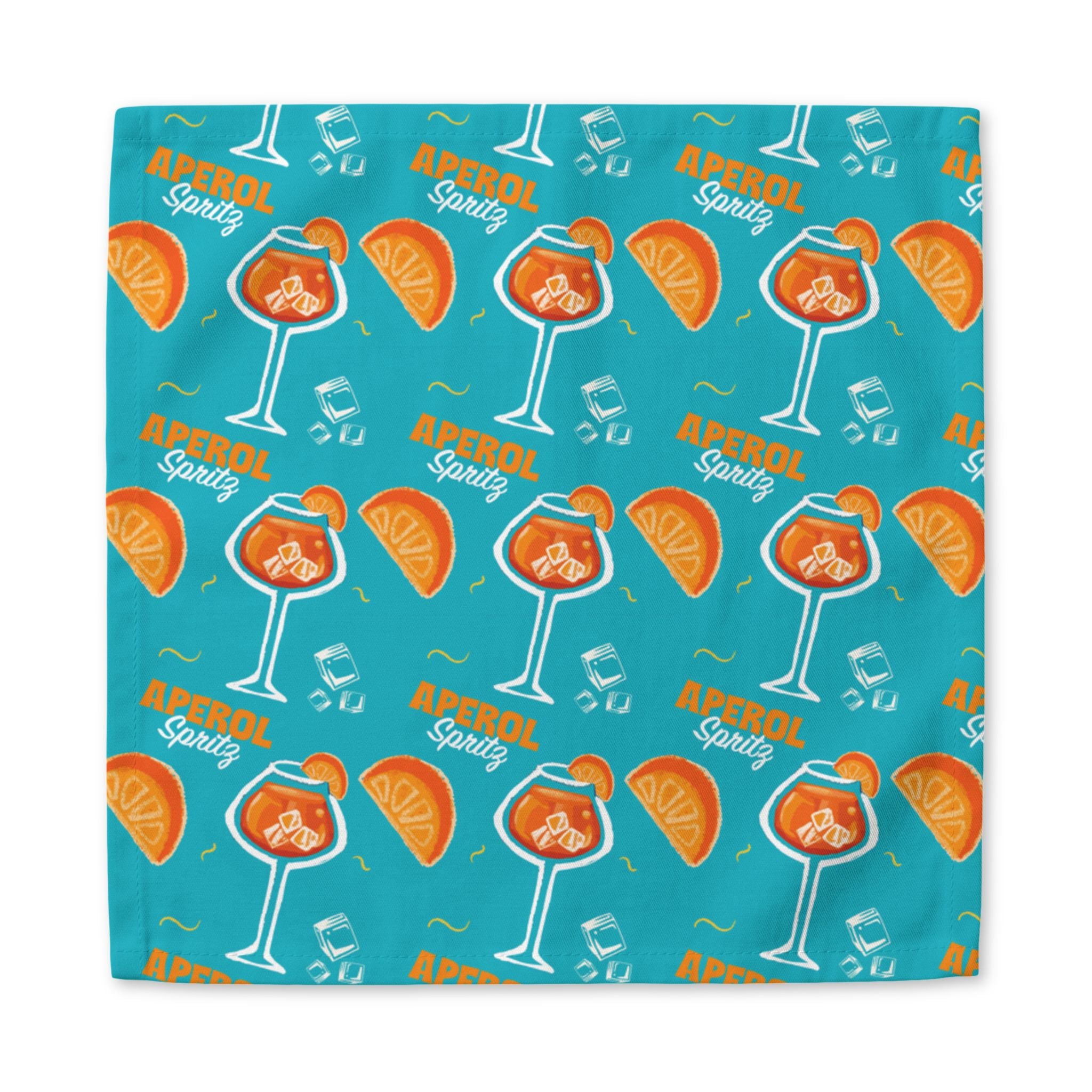 Aperol Spritz Cotton Napkin — Turquoise Citrus Brunch Table Decor