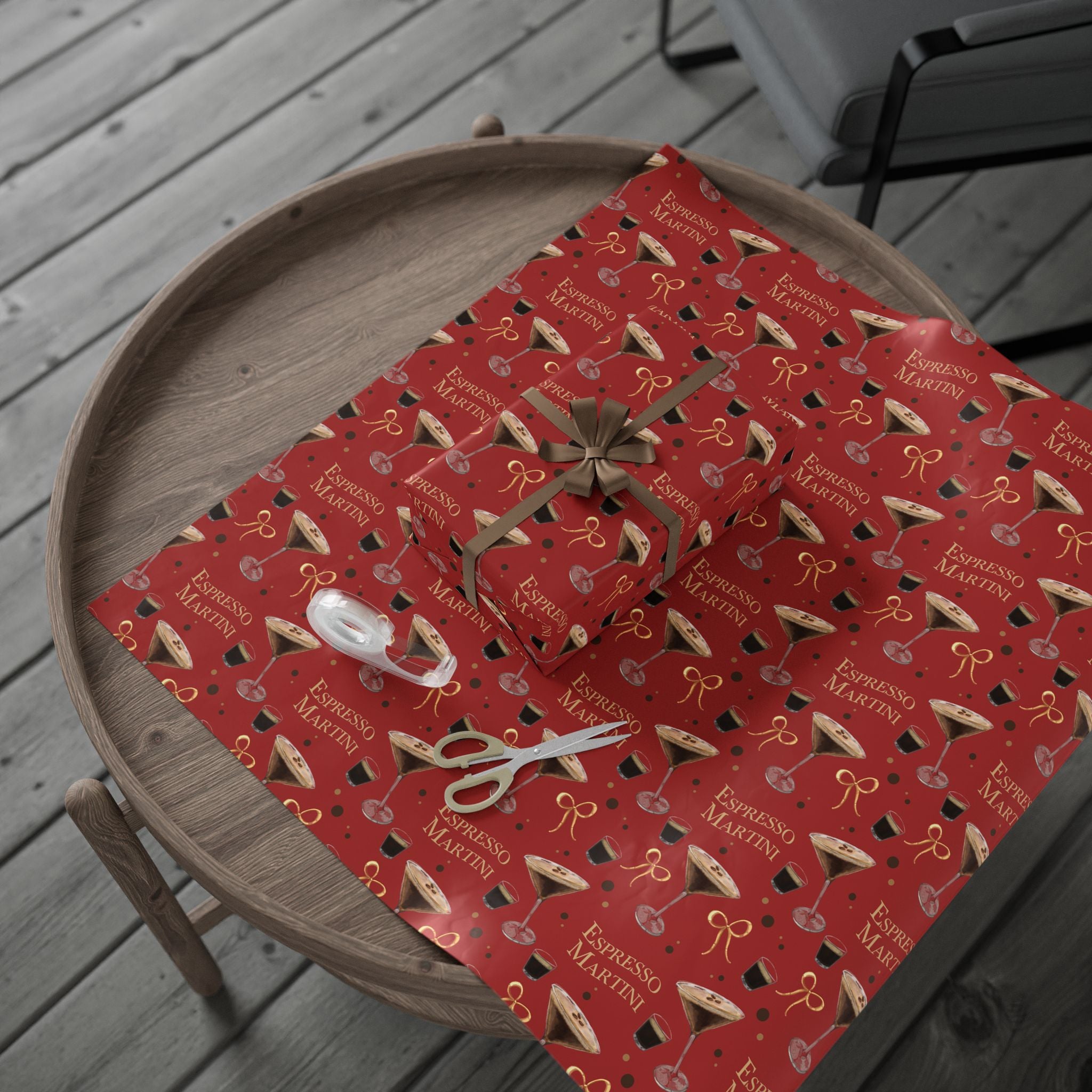 Espresso Martini Wrapping Paper Roll — Red Espresso Collection Inspired Design