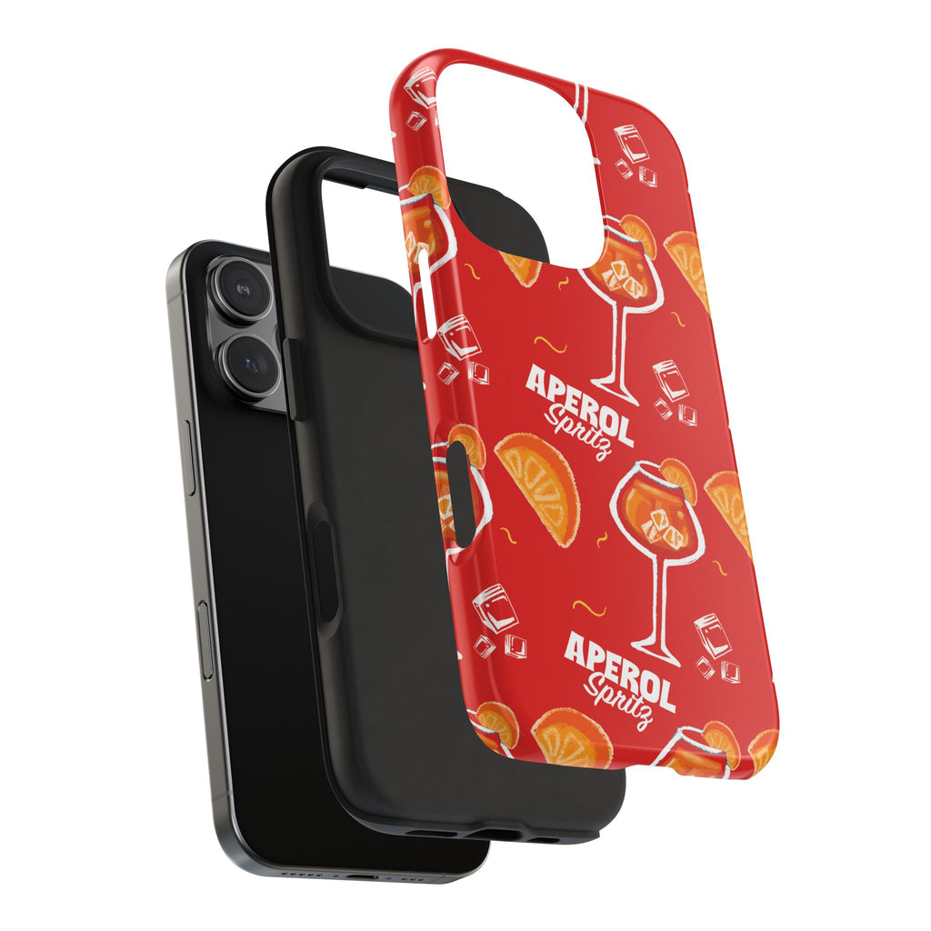 Aperol Spritz Tough Phone Case — Red Cocktail Pattern Protective Cover