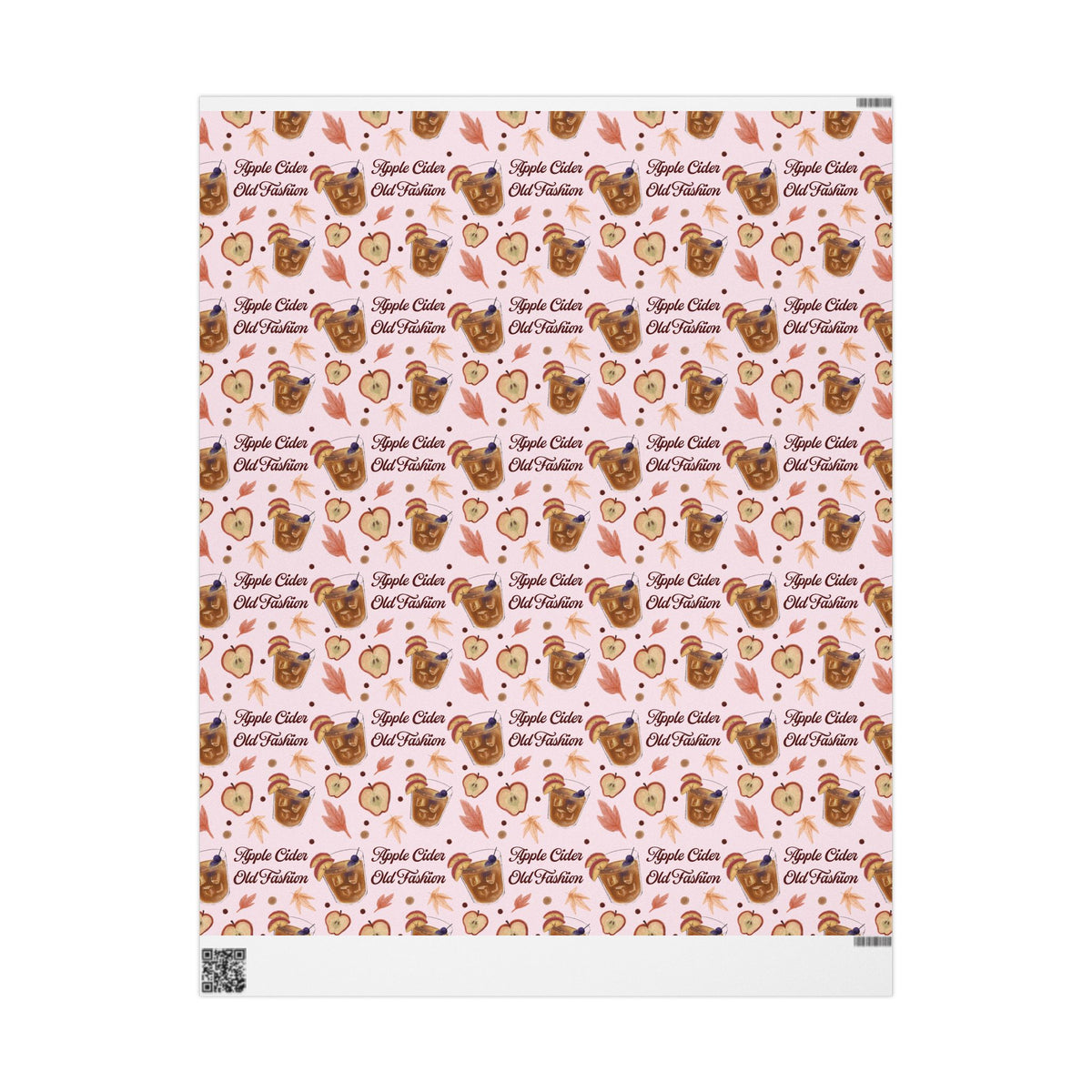 Apple Cider Old Fashioned Wrapping Paper Roll — Light Pink Apple Cider Collection Inspired Design