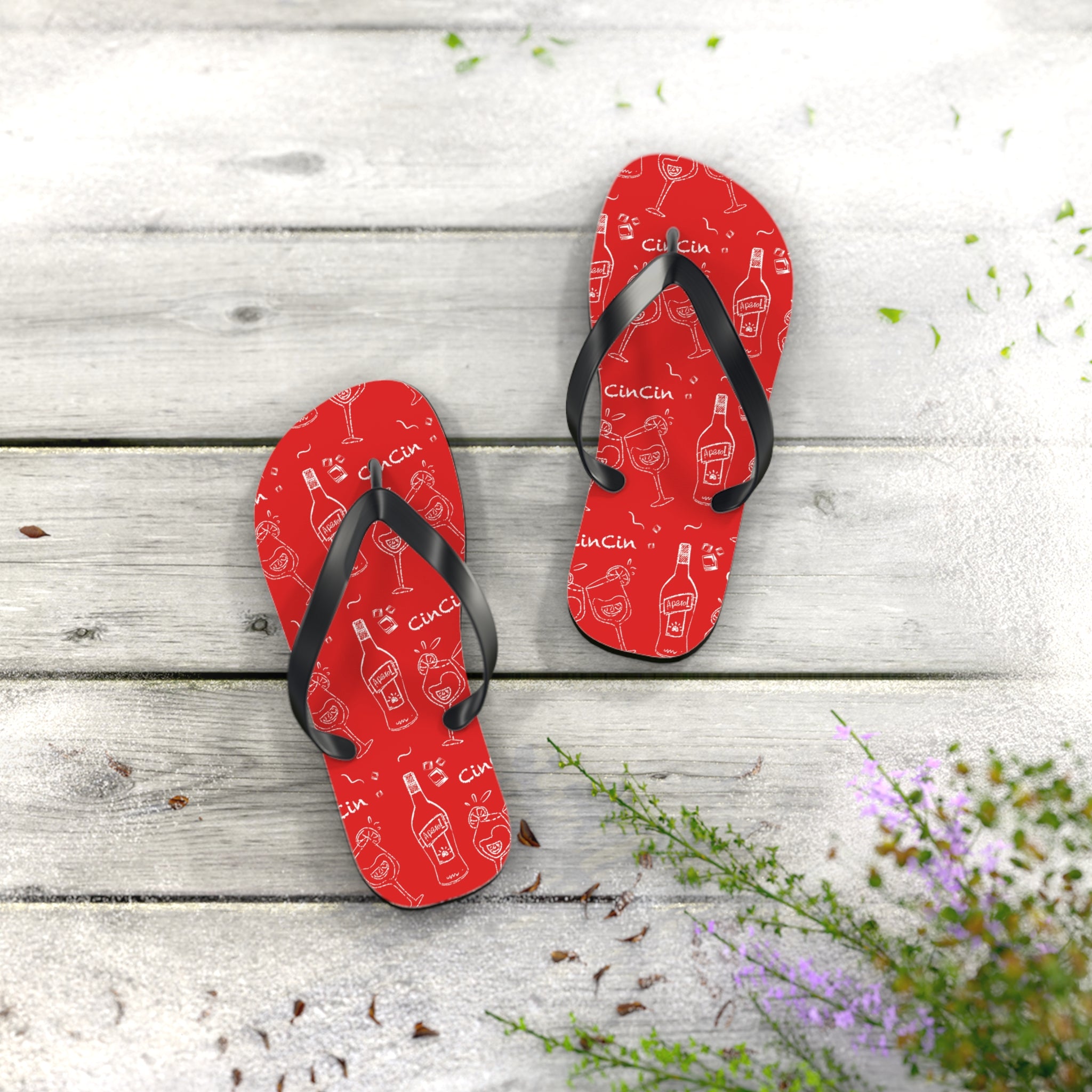 CinCin Red Collection Flip Flops – Red Aperol Inspired Design