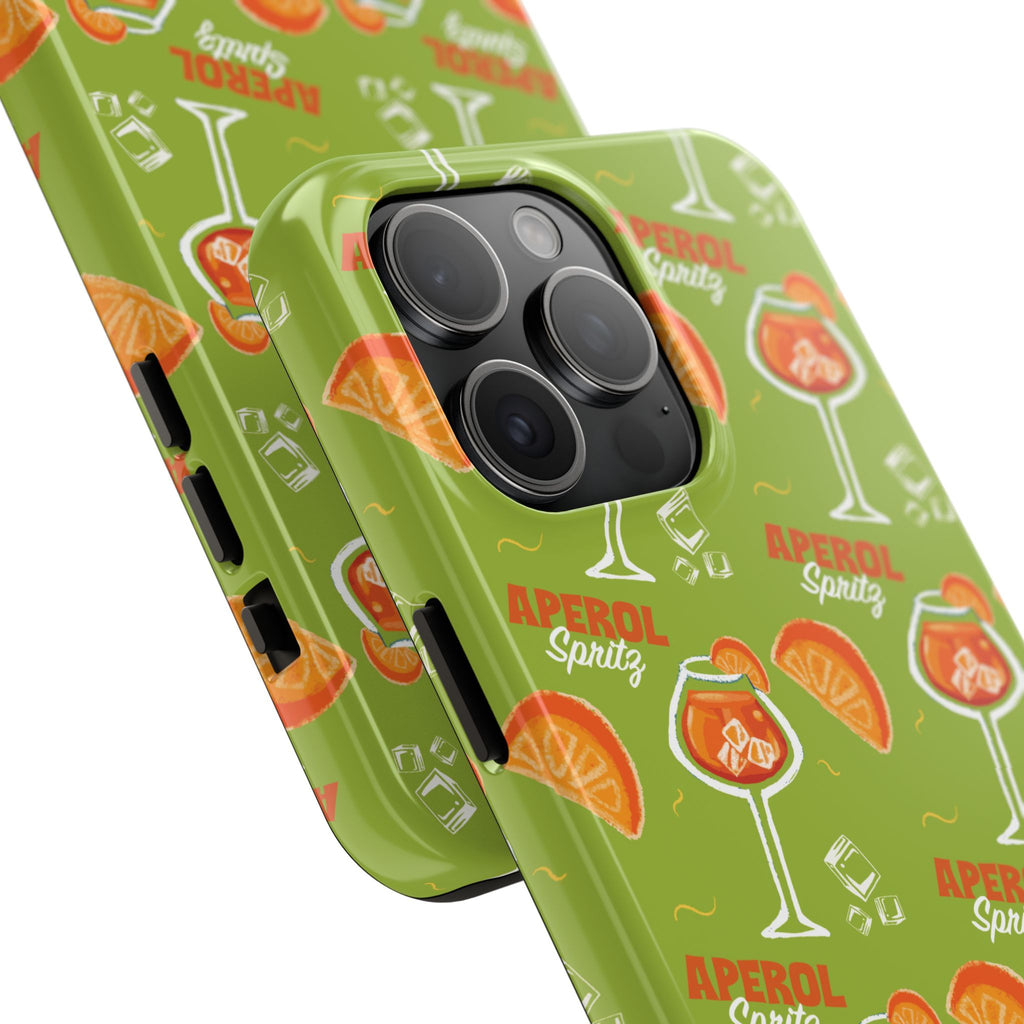 Aperol Spritz Pattern Tough Phone Case — Green Spritz Collection Inspired Design