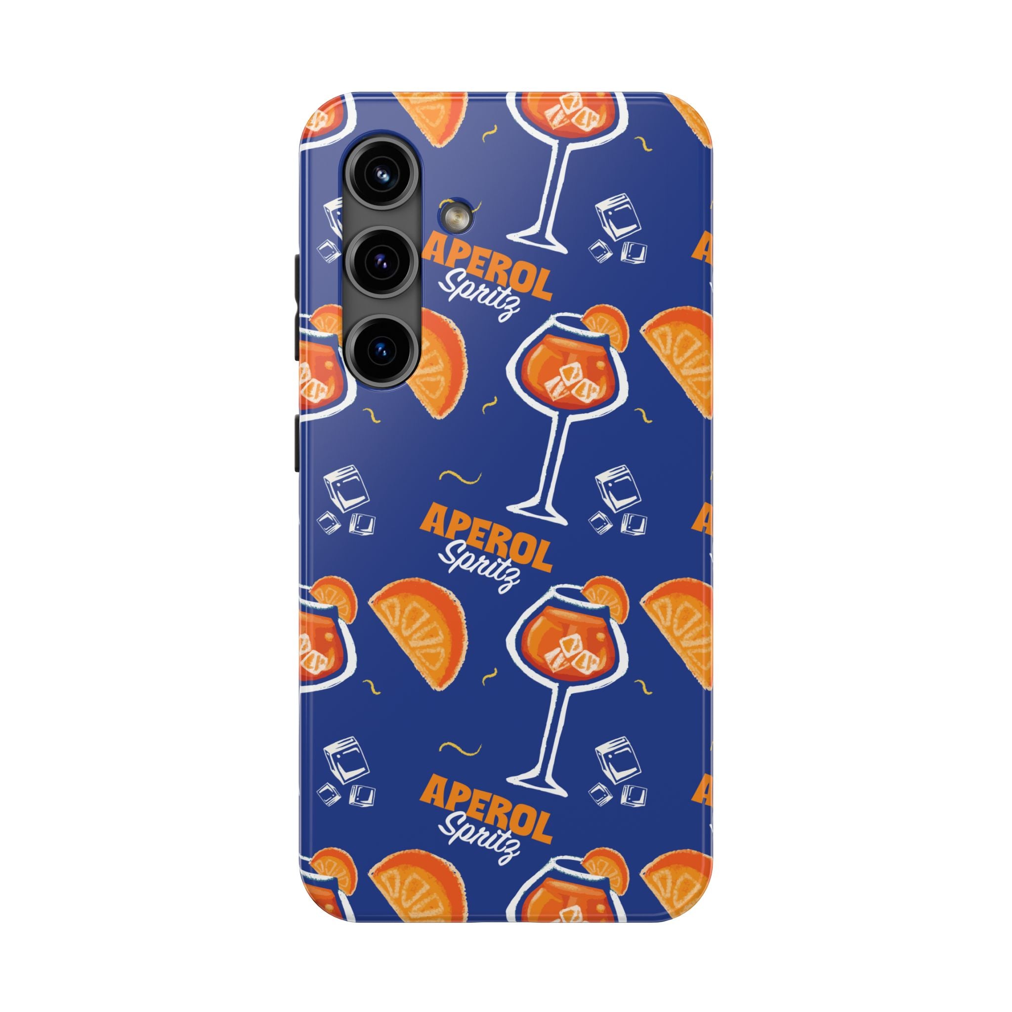 Aperol Spritz Tough Phone Case — Blue Cocktail Pattern Protective Cover
