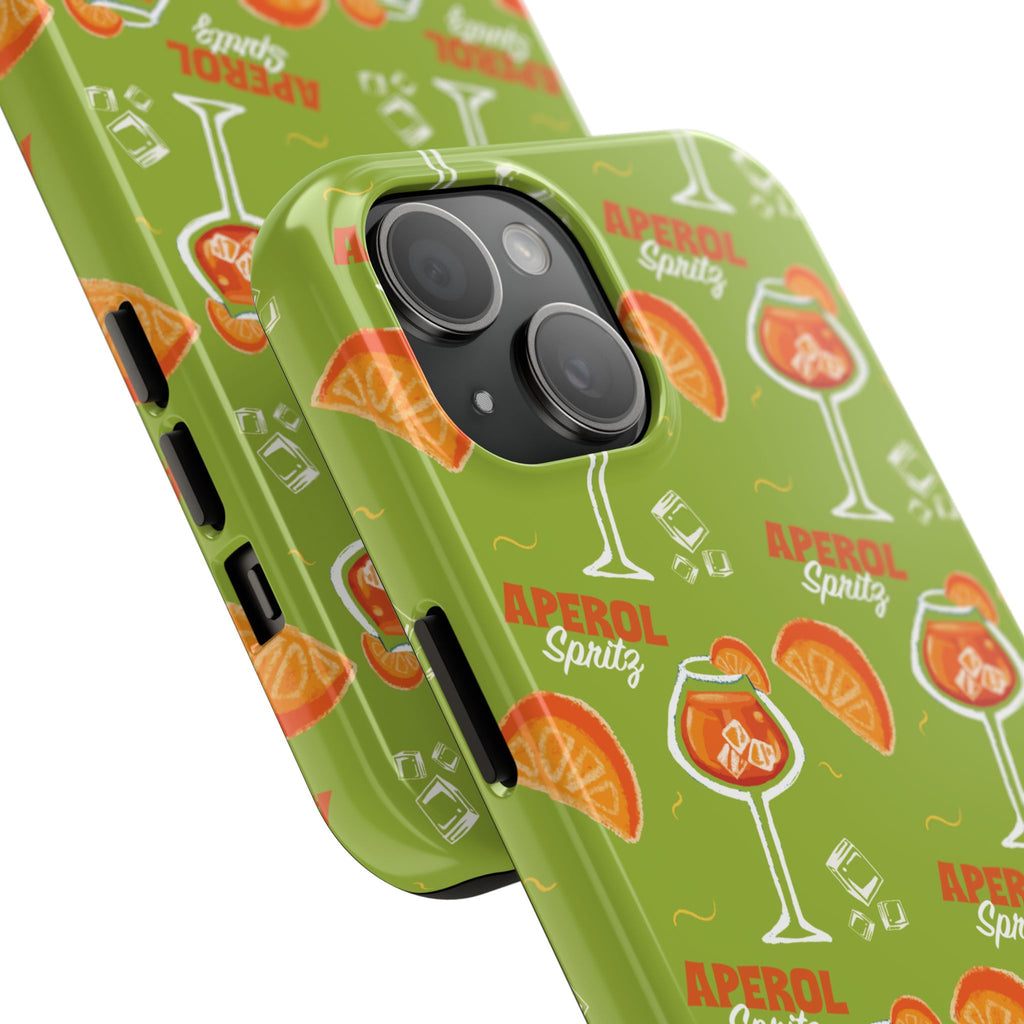 Aperol Spritz Pattern Tough Phone Case — Green Spritz Collection Inspired Design