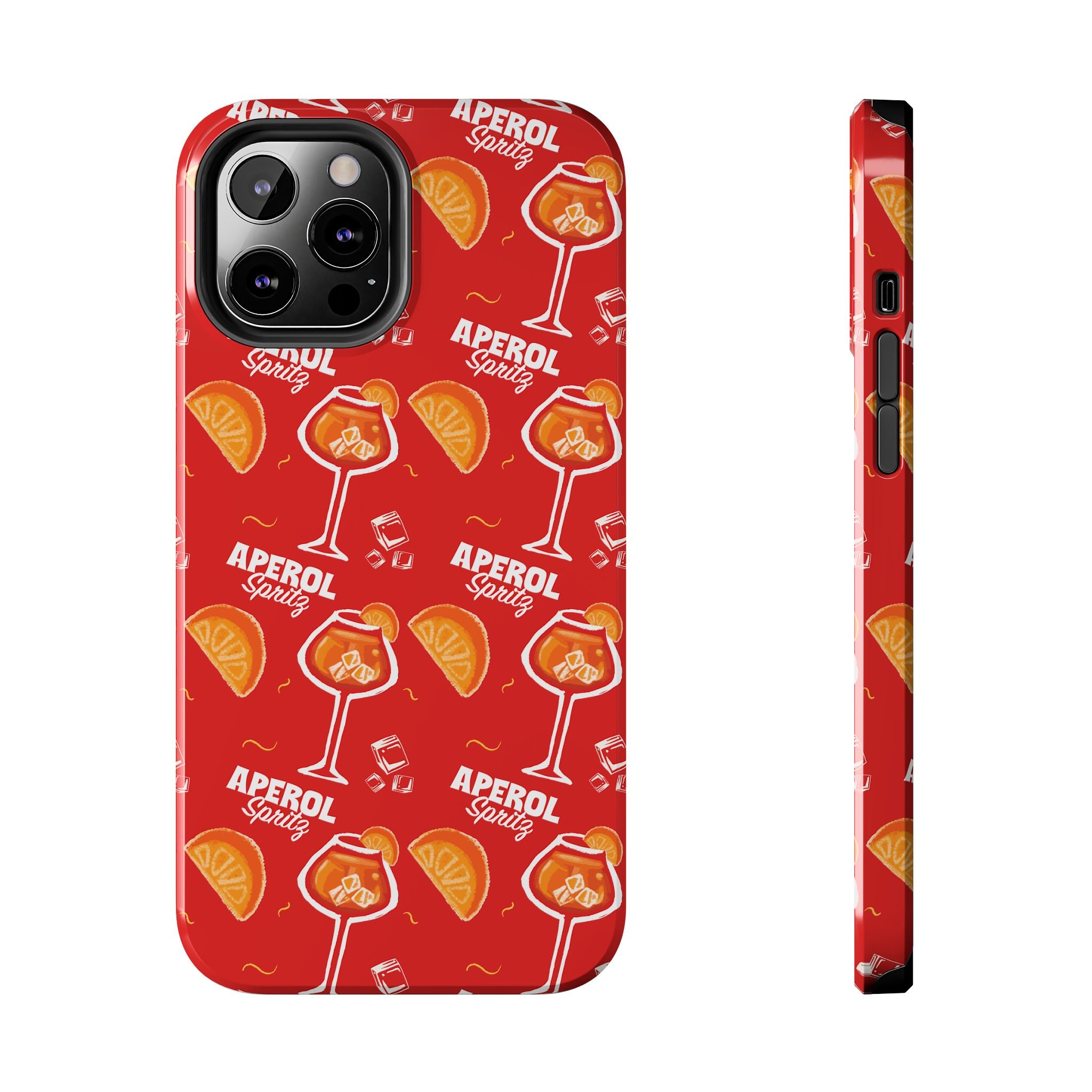 Aperol Spritz Tough Phone Case — Red Cocktail Pattern Protective Cover