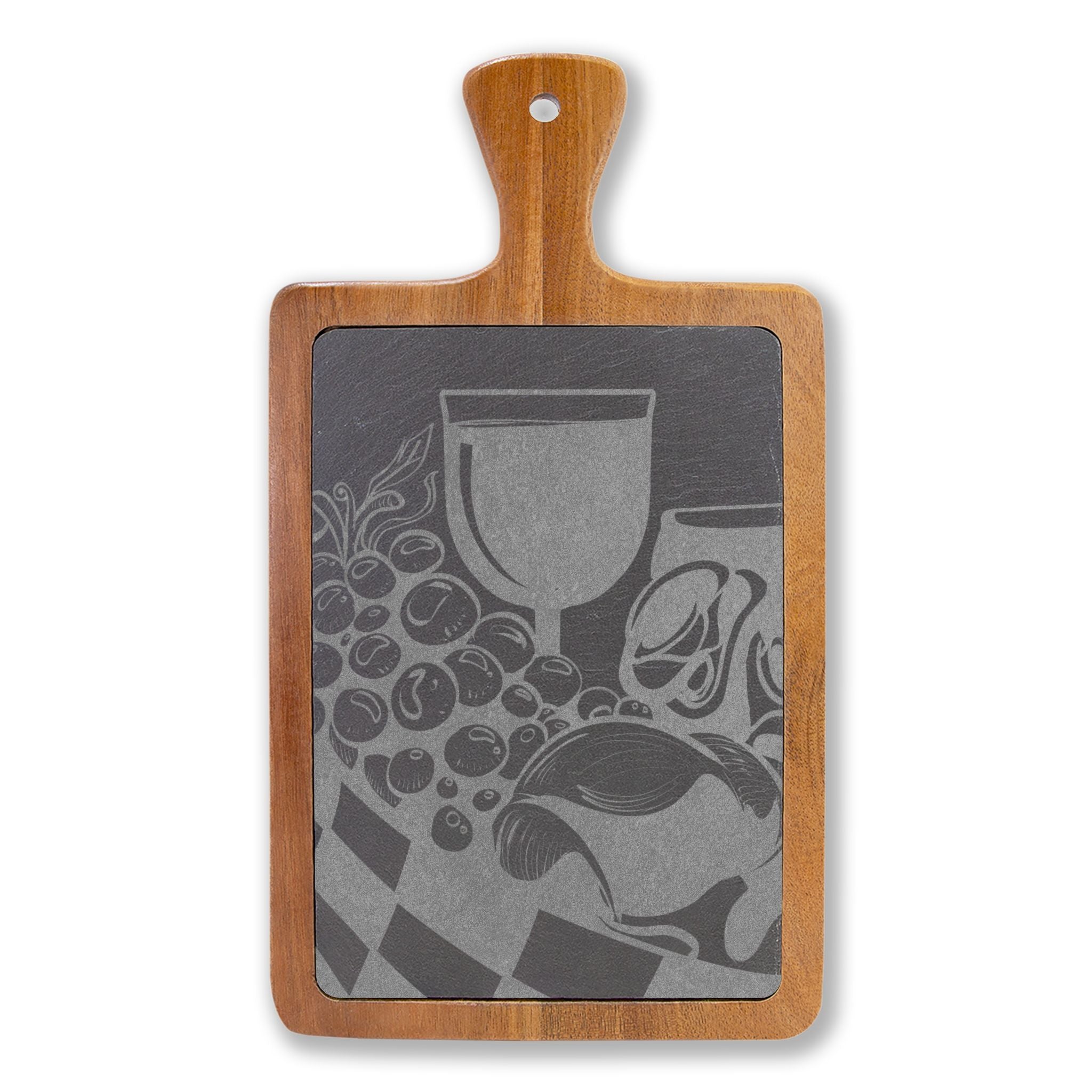 Engraved Bamboo Charcuterie Board with Slate Inset & Cheese Tools
