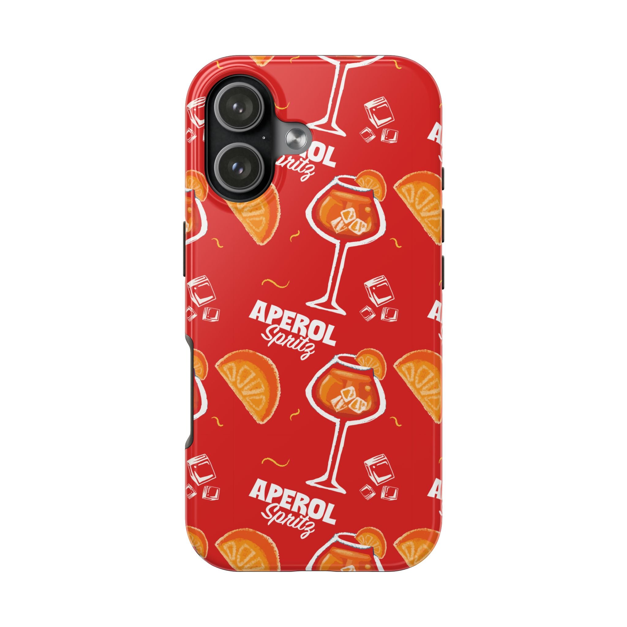 Aperol Spritz Tough Phone Case — Red Cocktail Pattern Protective Cover