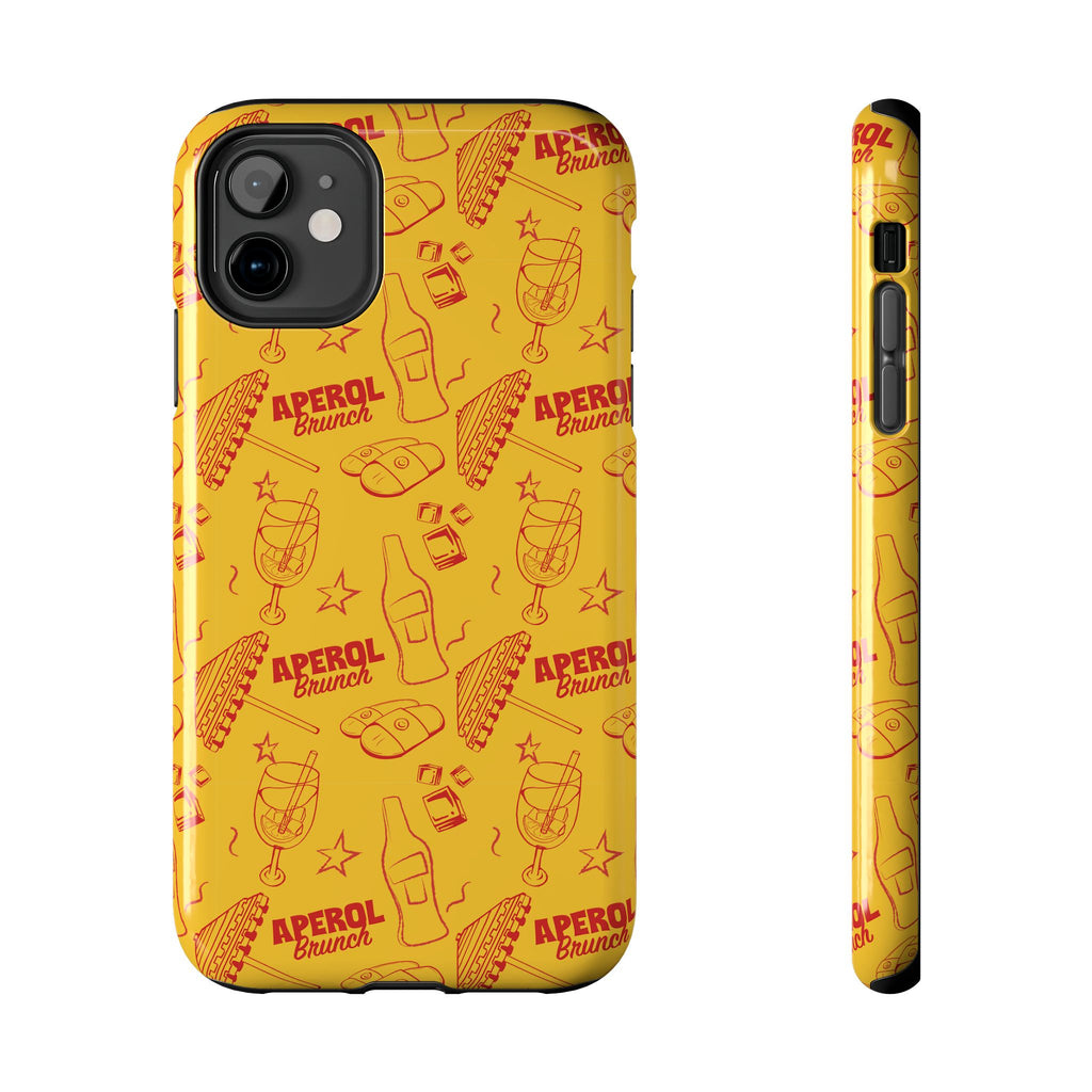 Aperol Brunch Tough Phone Case — Yellow Cocktail Patterned Protective Cover
