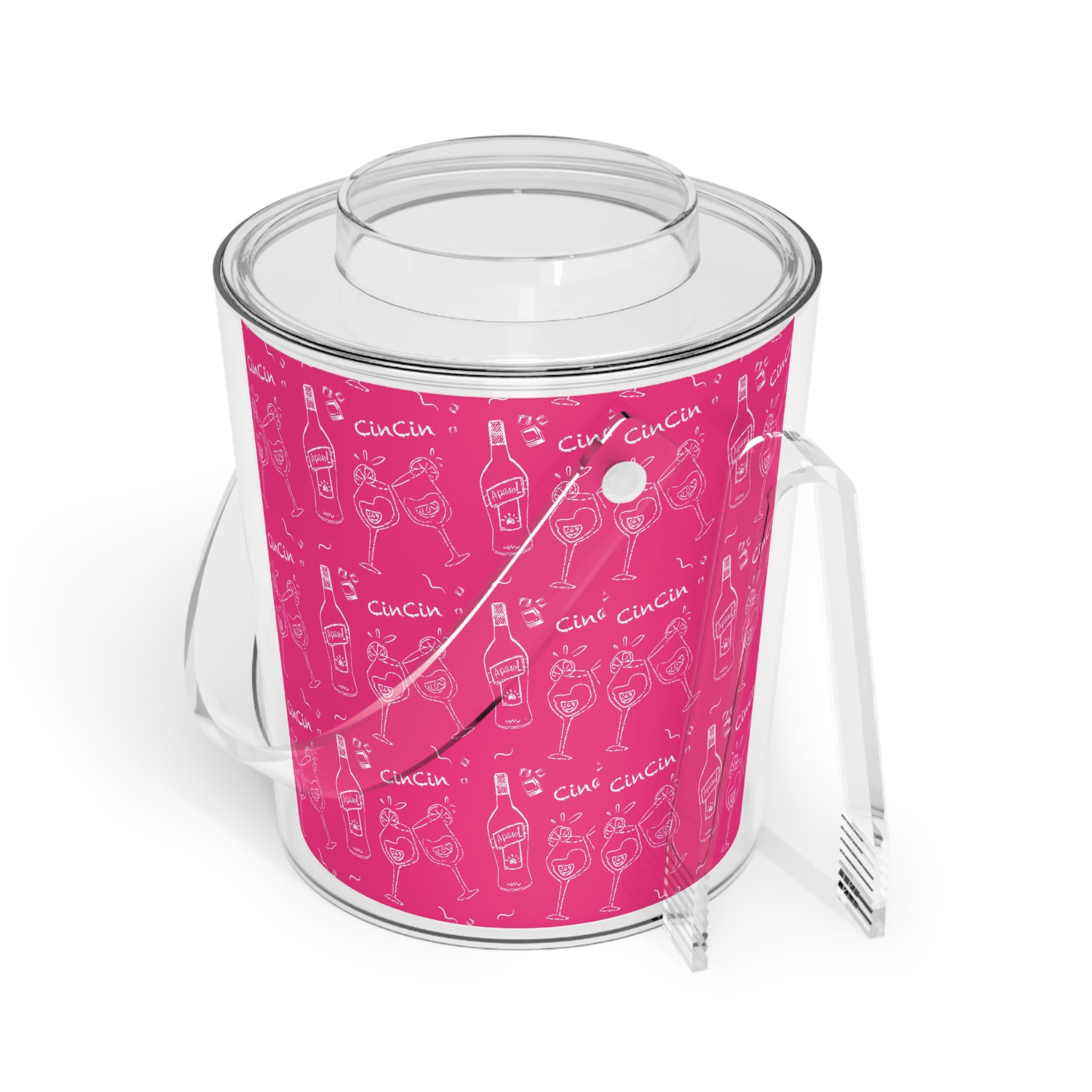 Cin Cin Ice Bucket with Tongs — Pink Cin Cin Collection Inspired Design