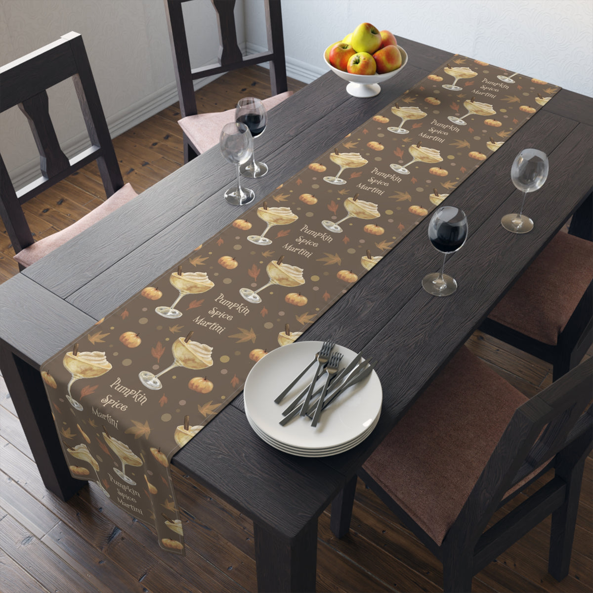 Pumpkin Spice Martini Table Runner — Brown Pumpkin Collection Inspired Design